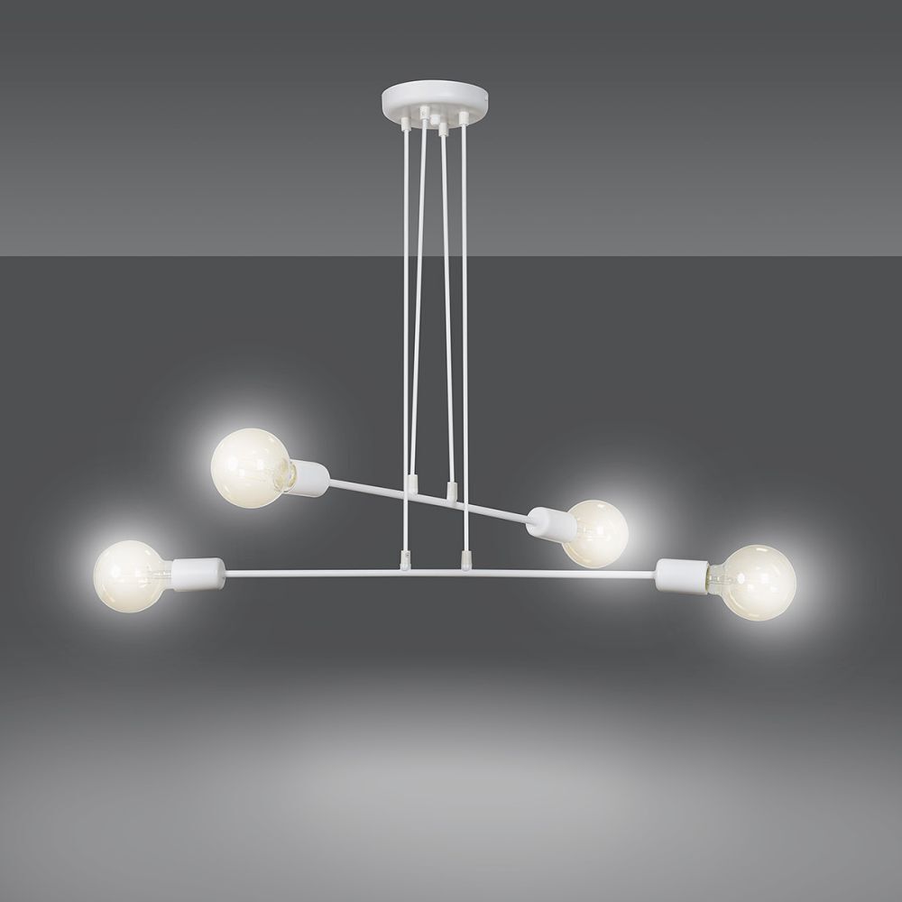 Hängelampe Weiß verstellbar Metall Retro Pendelleuchte