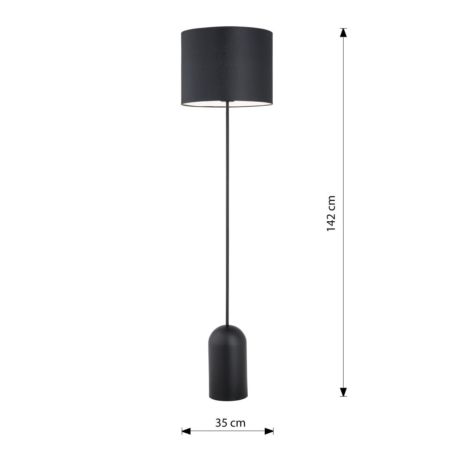 Stehlampe Metall Stoff 142 cm hoch Schwarz Weiß E27 CLARA