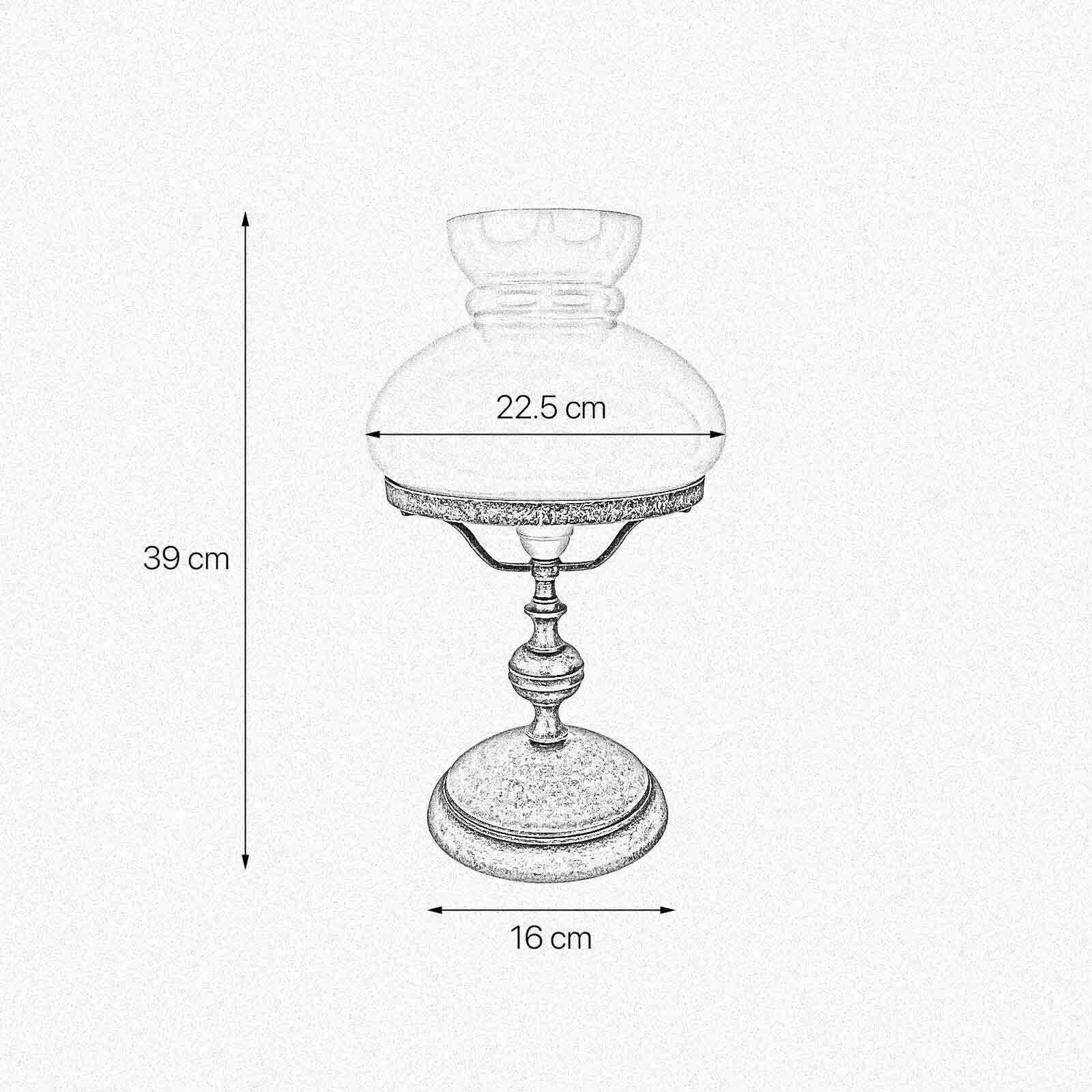 Tischleuchte Jugendstil 39 cm Glas Messing in Bronze Antik Weiß