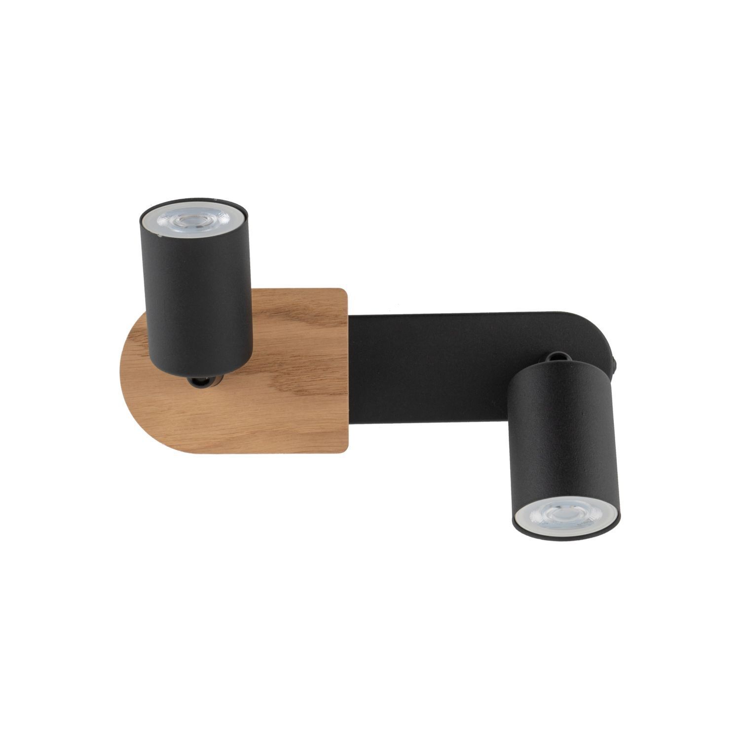 Deckenstrahler 2-flammig Metall Holz Schwarz Natur 35 cm