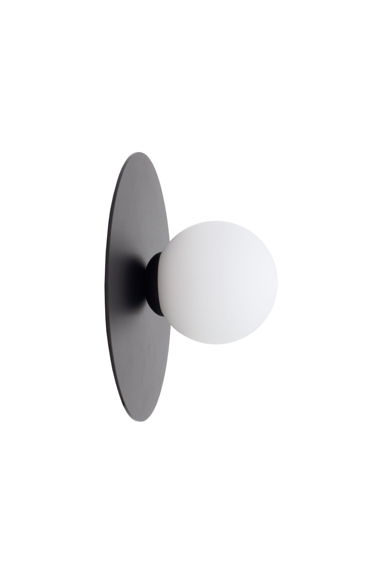 Wandlampe Glasschirm Metall Schwarz Weiß E27 Ø25 cm Wandleuchte, Wandlampe, Globus-Kugel, Black-Plate, Metall, Glaskugel