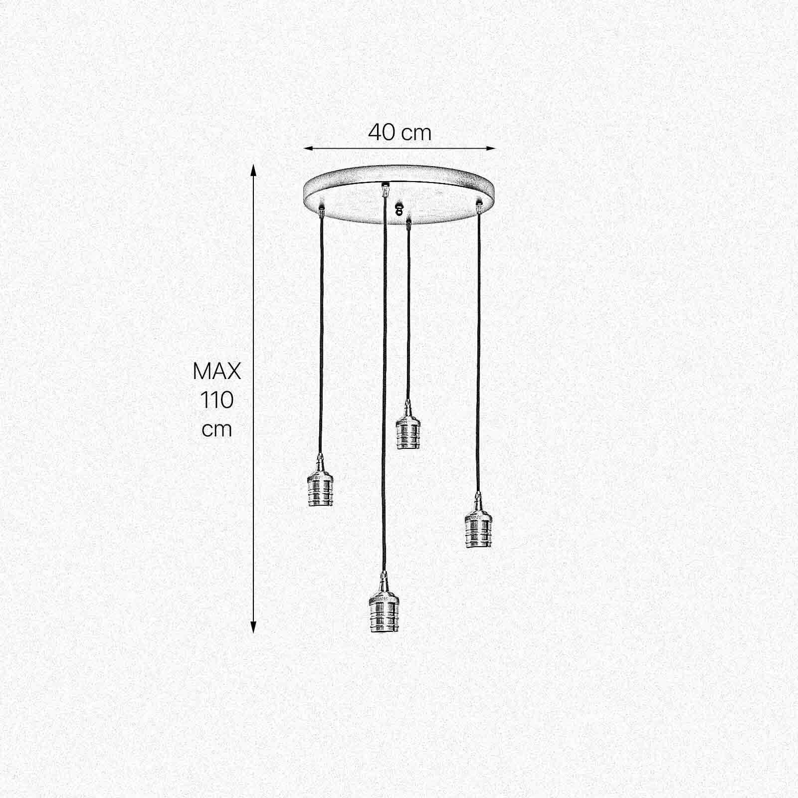 Hängeleuchte 4-flammig E27 D: 40 cm Messing Eisen