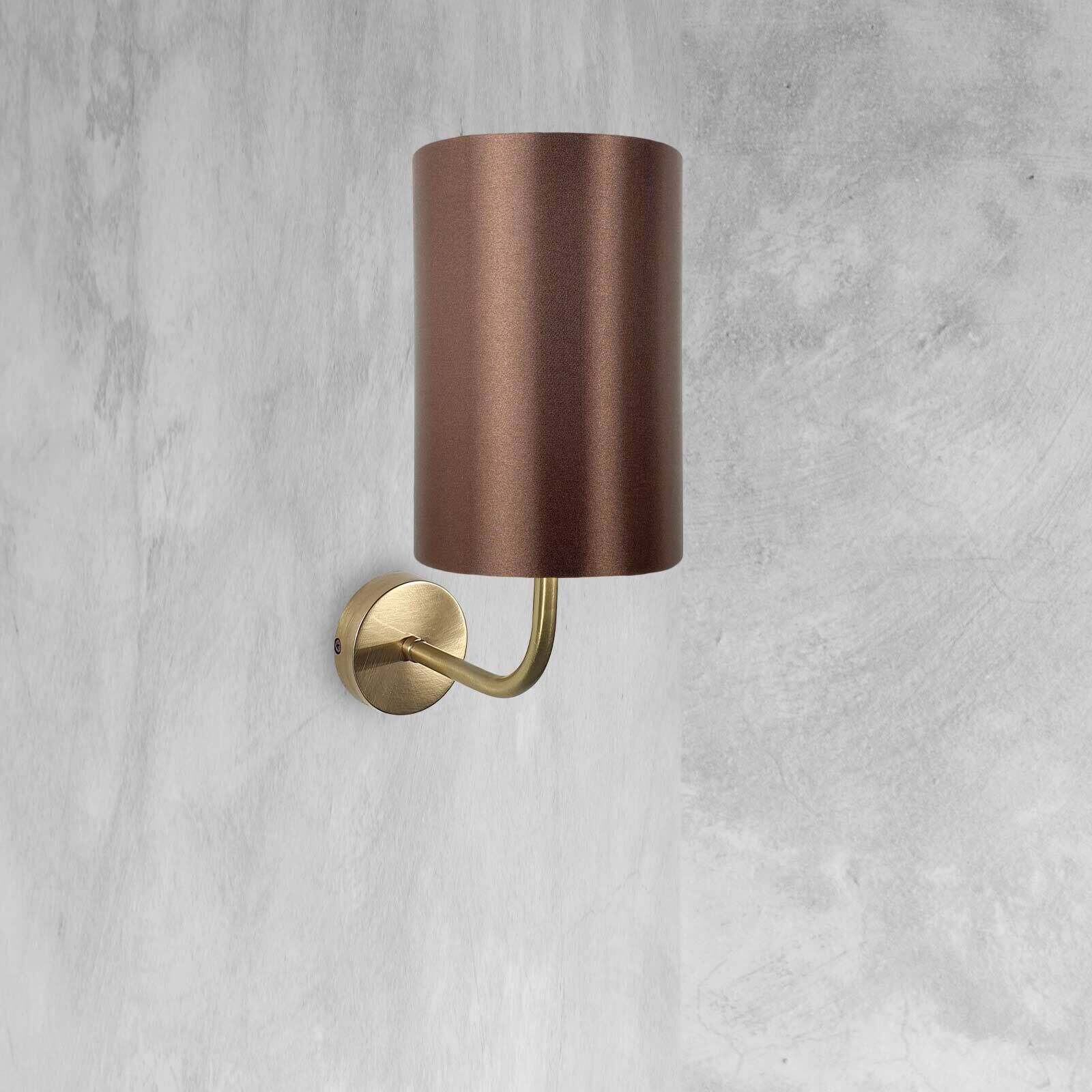 Wandlampe E27 in Bronze hell Braun H: 33 cm Stoff Messing