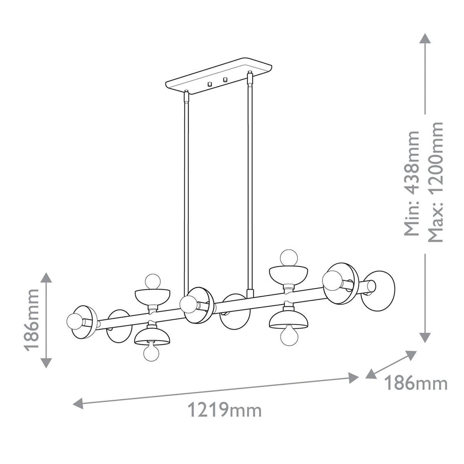 Pendelleuchte Schwarz Metall 121,9 cm lang H: max. 120 cm E14 Maschine, Sprach