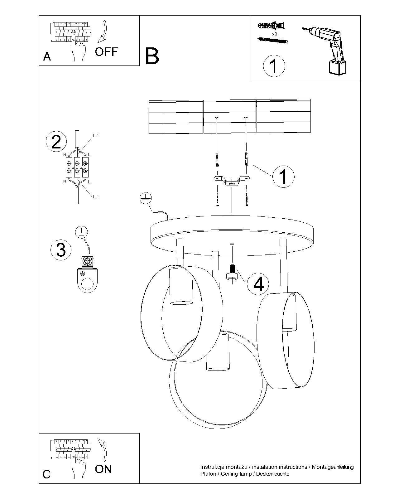 Deckenleuchte Weiß Ø 30 cm 3-flammig E27 Metall Modern