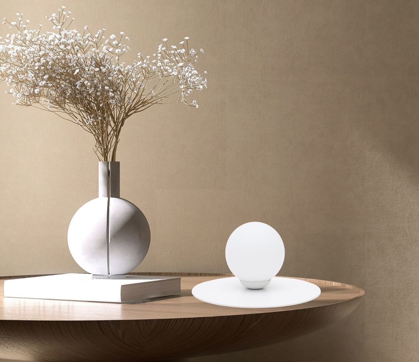 vase, Dekorvase, Tischdeko, weiße Kugel, minimalistisch