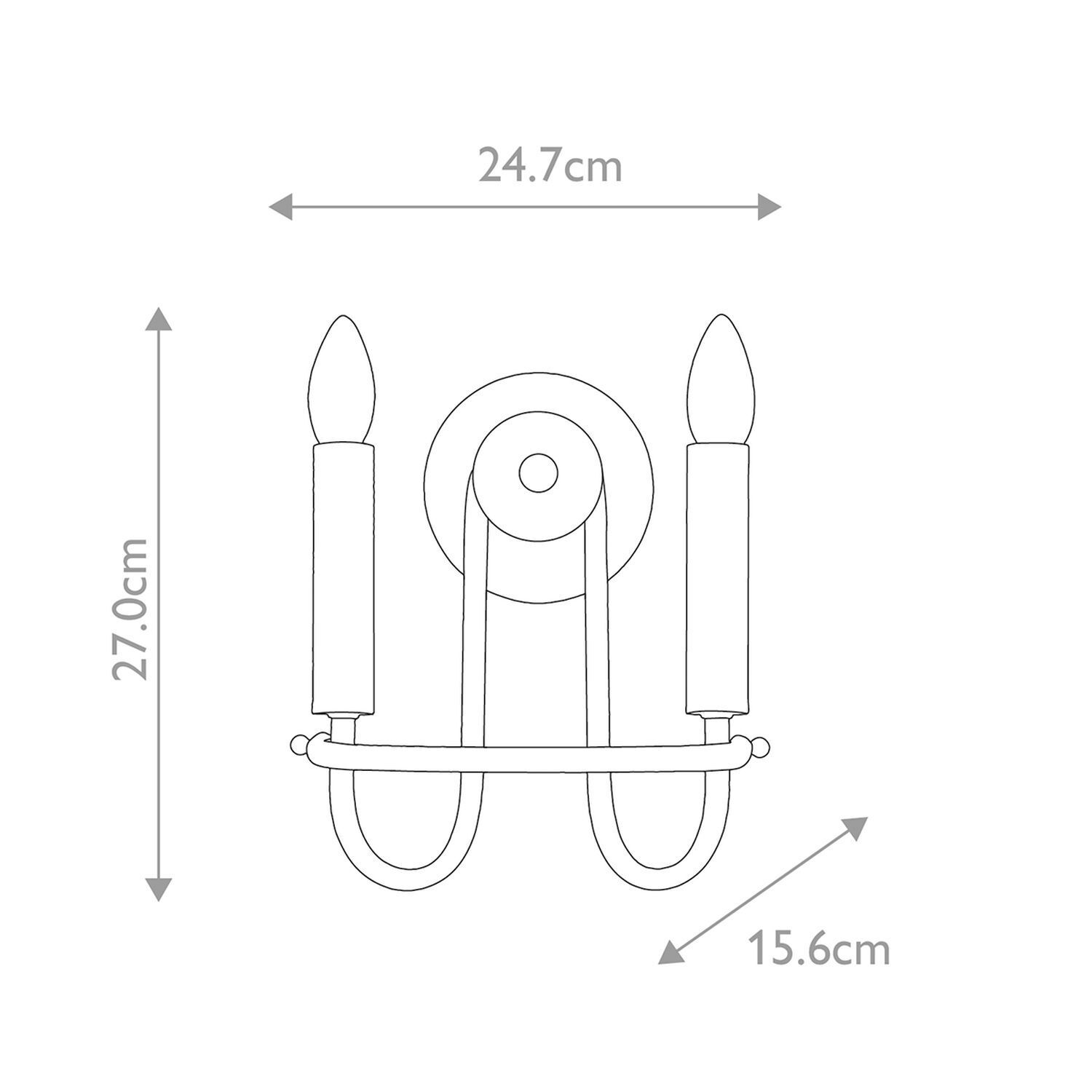Wandlampe Schwarz Metall H: 27 cm E14 2-flammig Modern