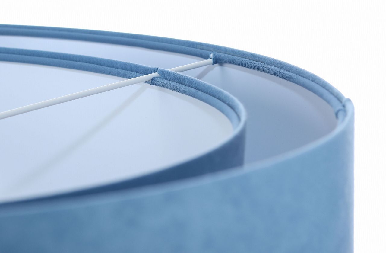 Pendelleuchte rund Ø 50 cm Weiß Blau Stoff Velours Optik E27