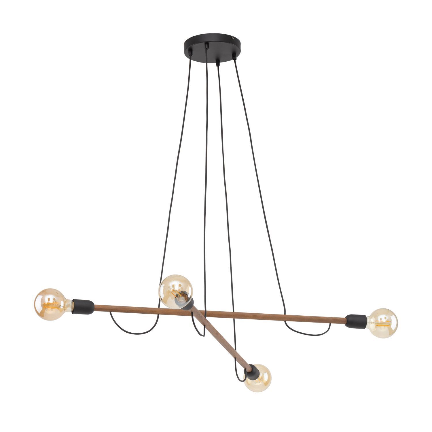 Pendelleuchte verstellbar Holz Metall L: 93 cm 4x E27