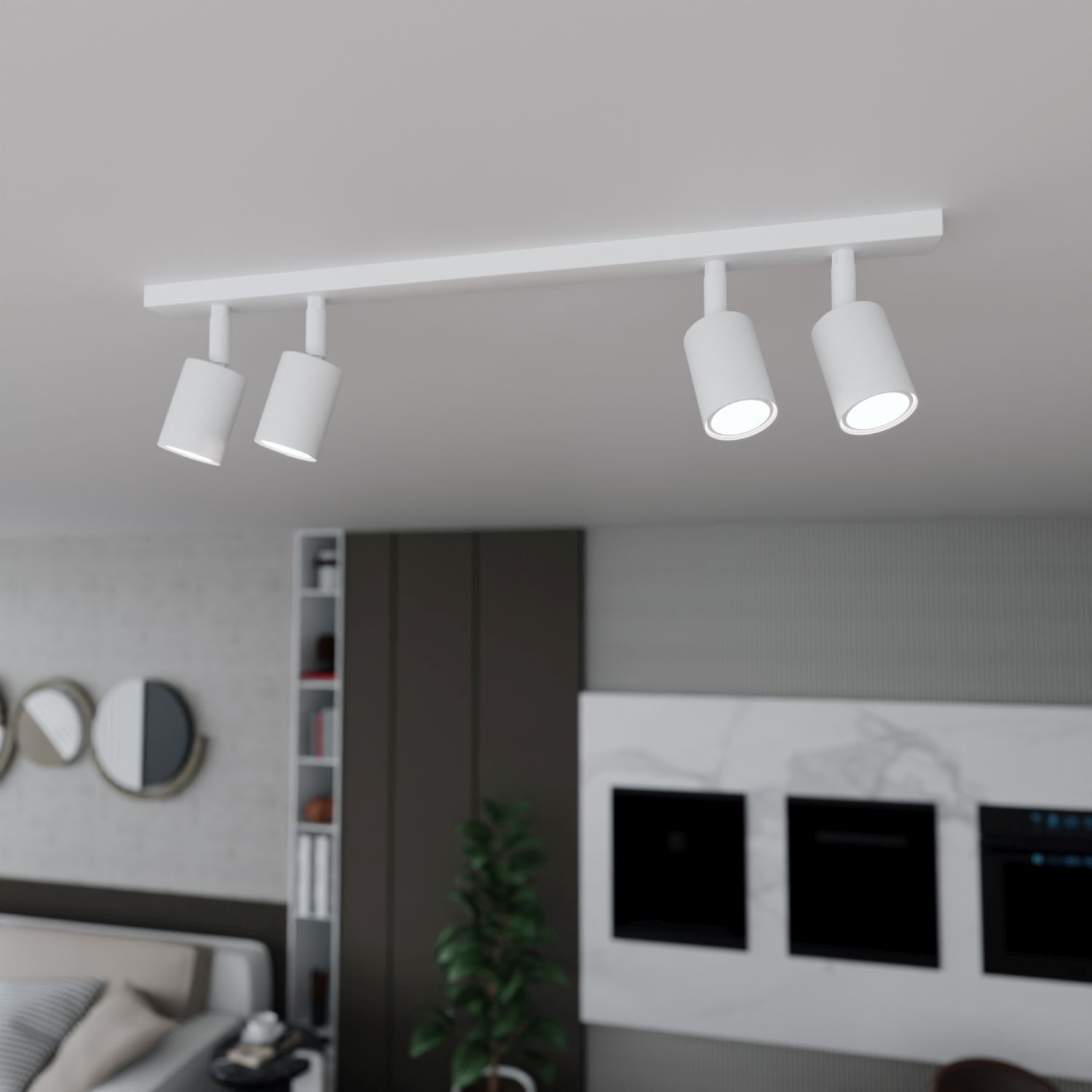 Deckenlampe Weiß 70 cm lang Metall schwenkbar GU10 4-flammig