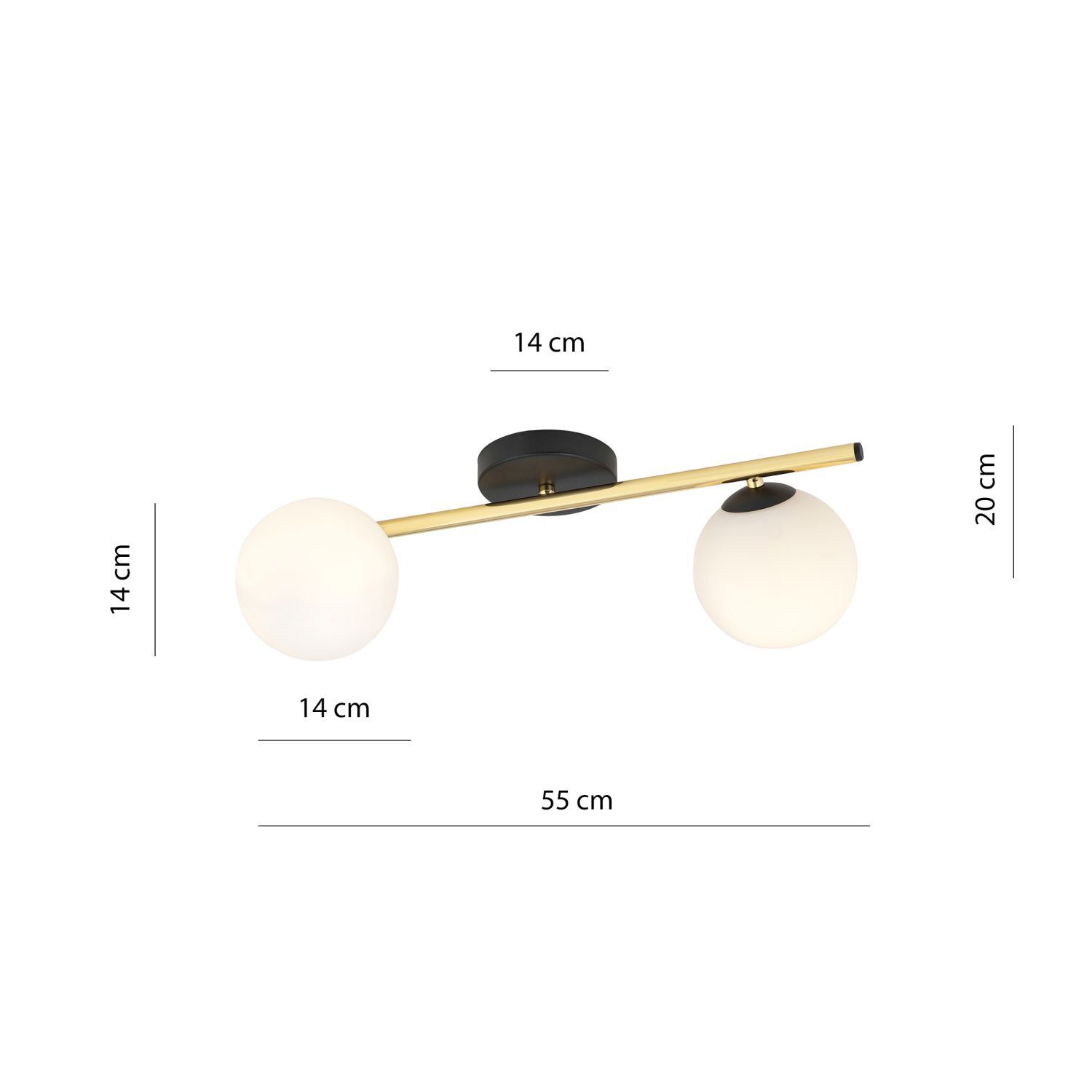 Deckenlampe Schwarz Weiß Gold blendarm 55 cm lang E14