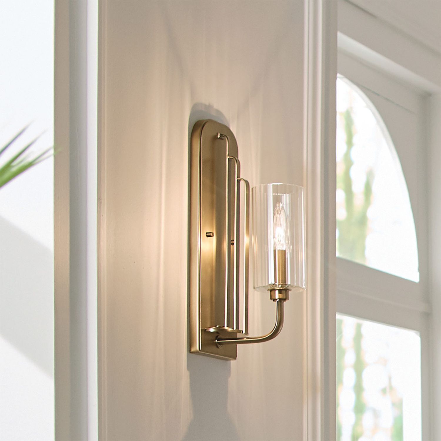 Wandleuchte, Wandlampe, Messing, Glasabdeckung, Beleuchtung