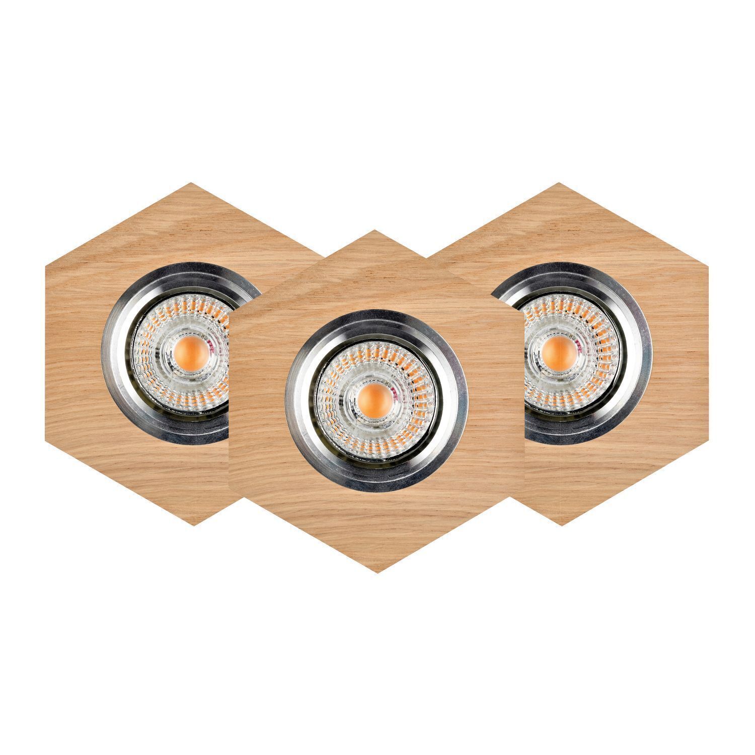 Einbauspot 3-er Set Holz Metall beweglich mit LED Band