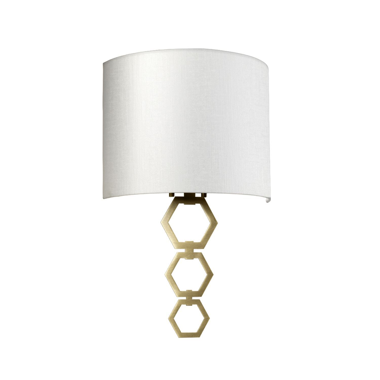 Wandlampe Stoff in Creme Messing antik schlicht E27