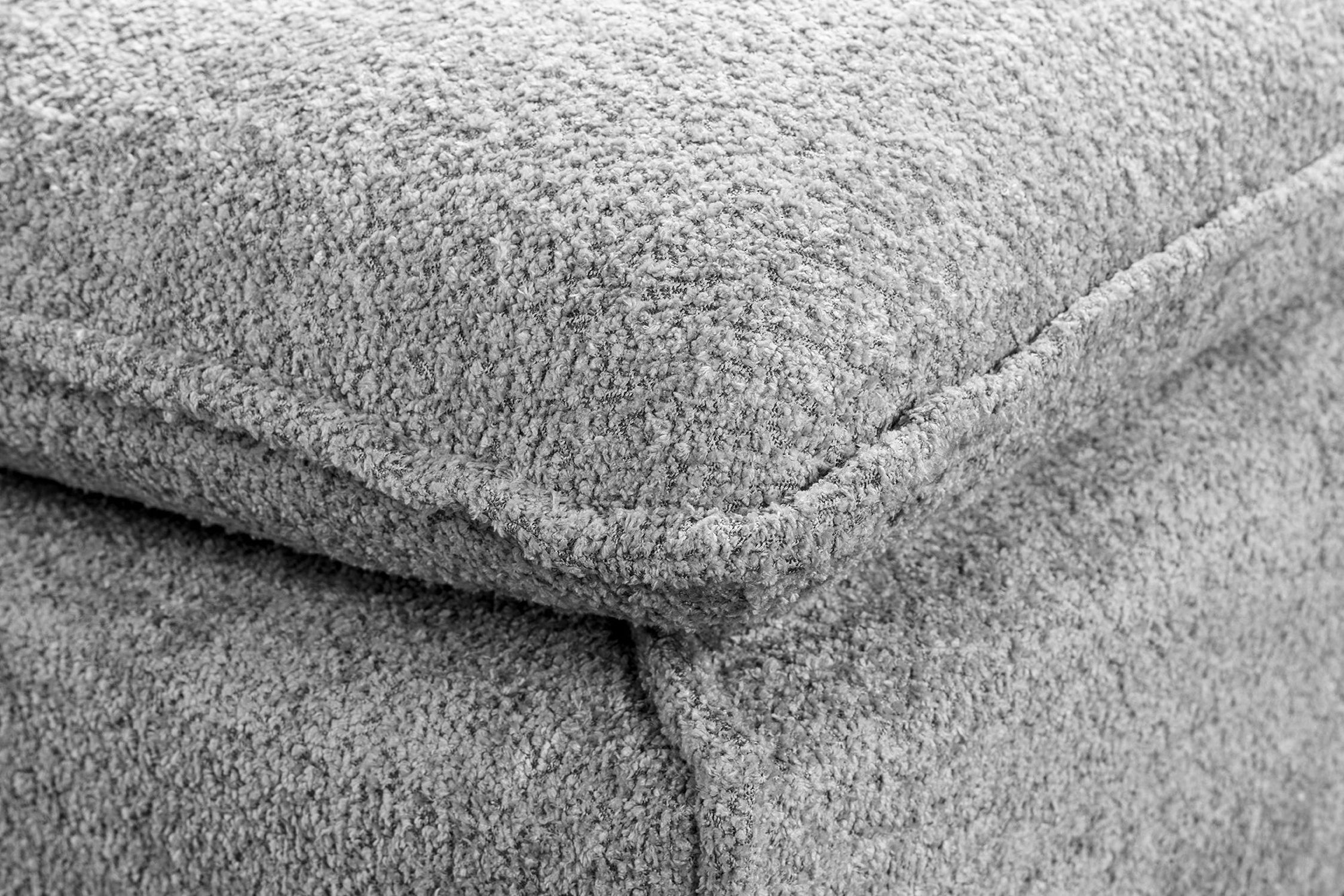 Sitzhocker Bouclé Holz Hellgrau 100 cm breit waschbarer Bezug