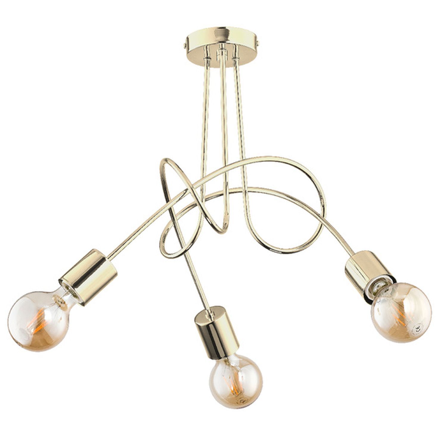 Deckenlampe Metall E27 B: 48 cm in Gold 3-flammig