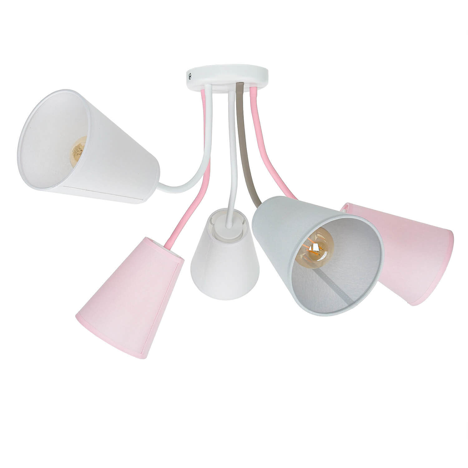 Deckenlampe Kinderzimmer Rosa Grau Weiß flexibel