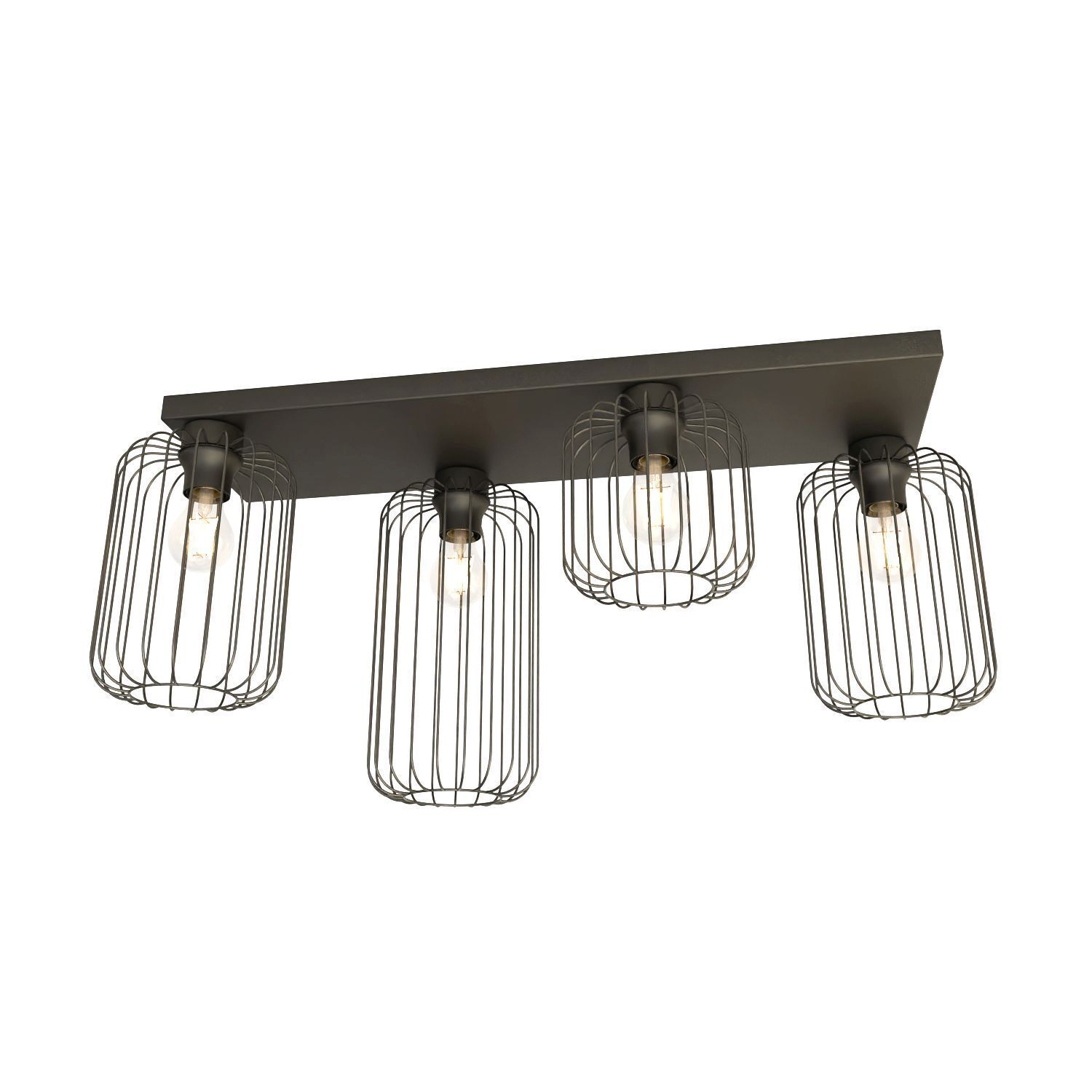 Metall Deckenlampe Schwarz L:70 cm Retro E27 4-flammig