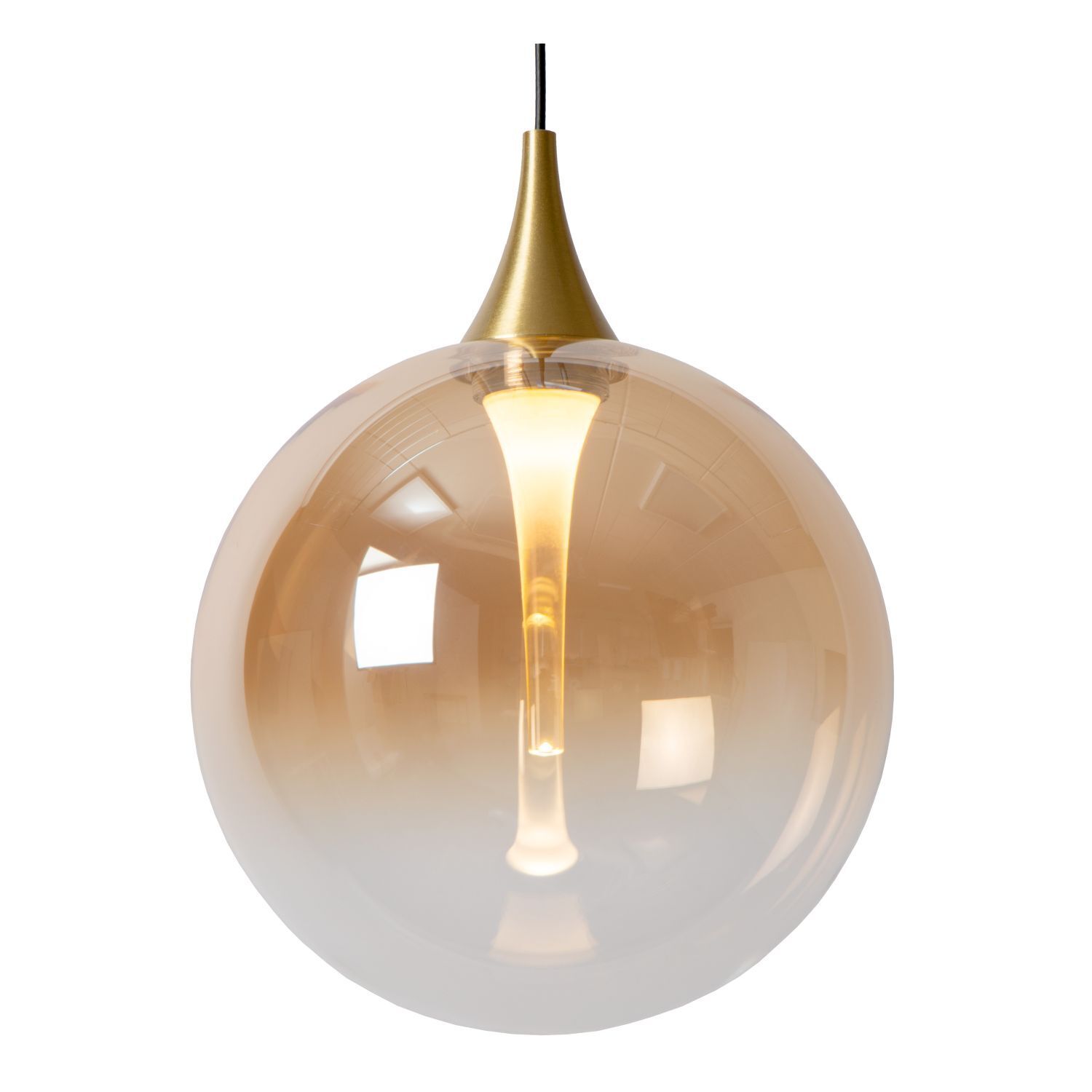 pendant, Glasball, warmes Licht, goldenes Akzent, Deckenlampe
