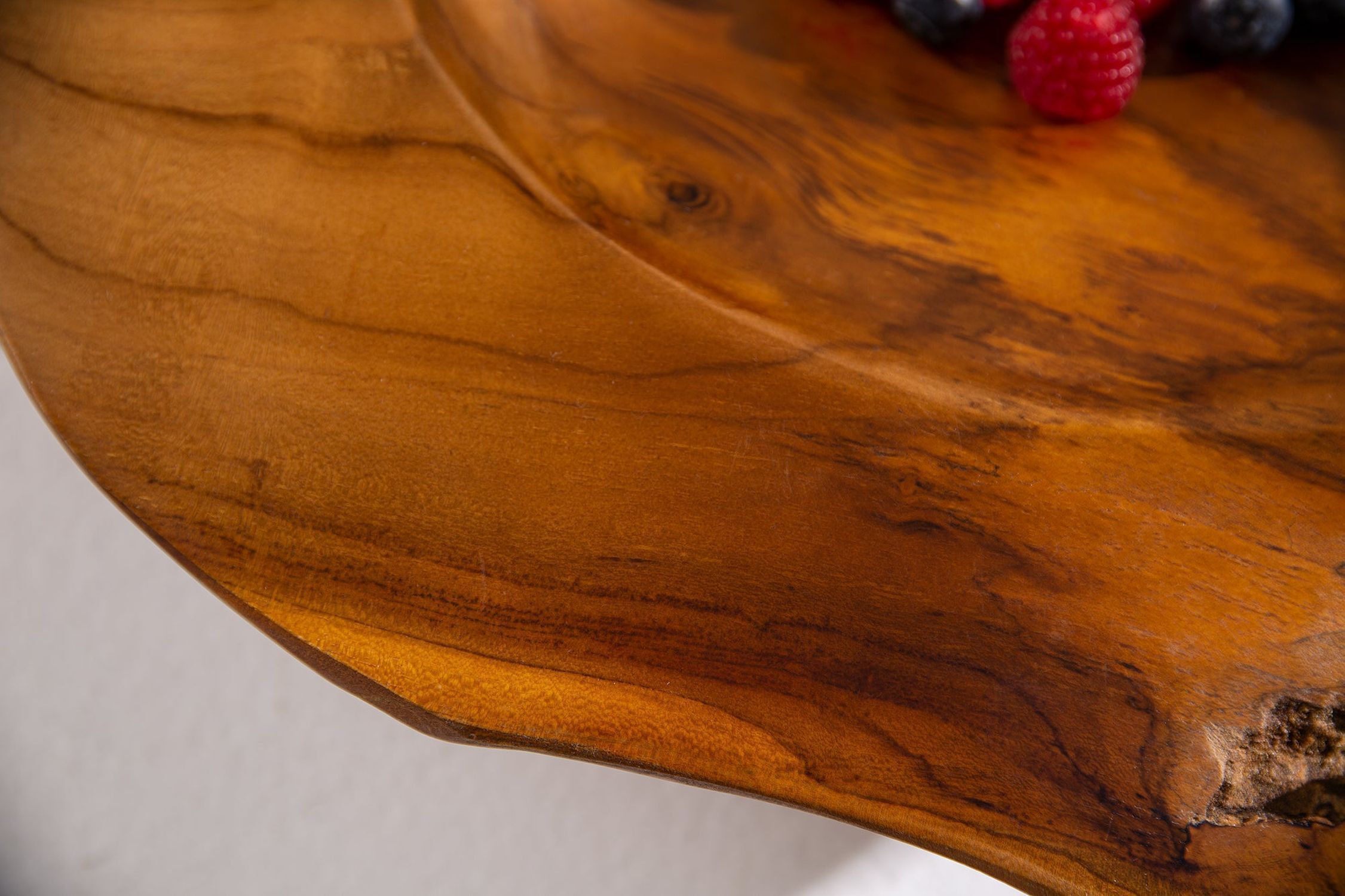 Handgefertigte Dekoschale Teakholz B: 40 cm Unikat Holz, Hartholz, Beere, Gebeiztes Holz, Himbeere