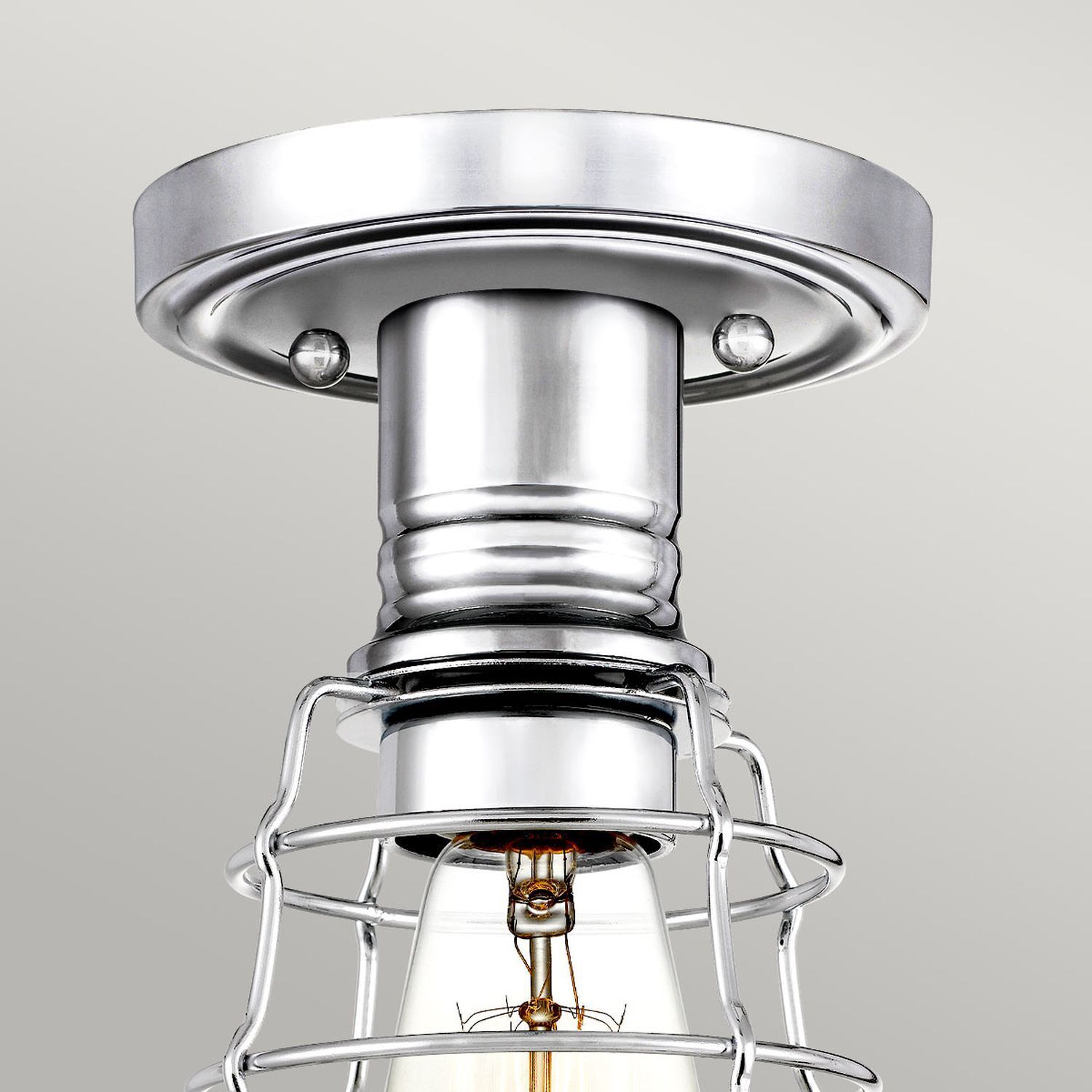 Deckenlampe klein Metall Ø 14,5 cm in Chrom poliert Vintage