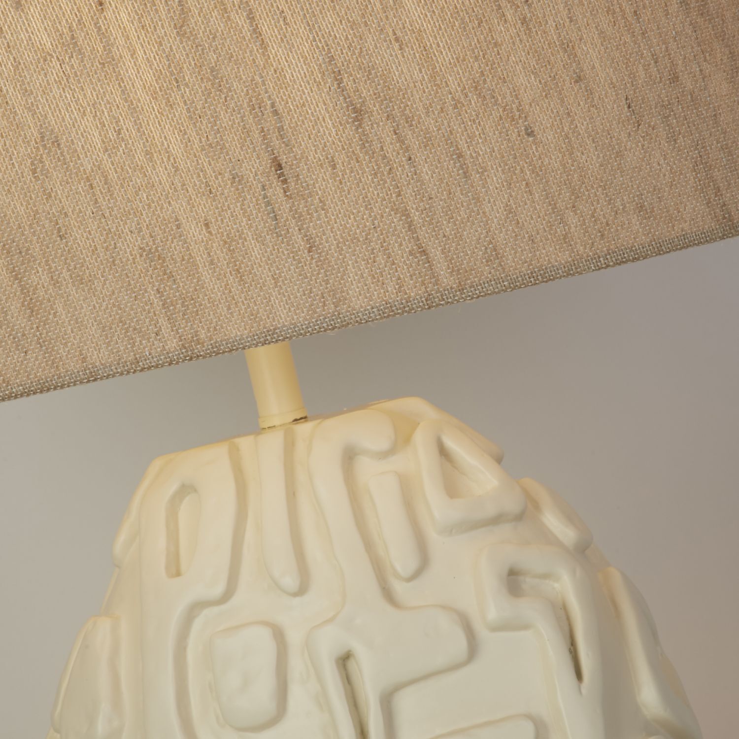 Blendarme Tischlampe E27 59,5 cm Creme Weiß Harz Stoff lampshade, Tischlampe, Keramikbasis, Beige, strukturierter Stoff