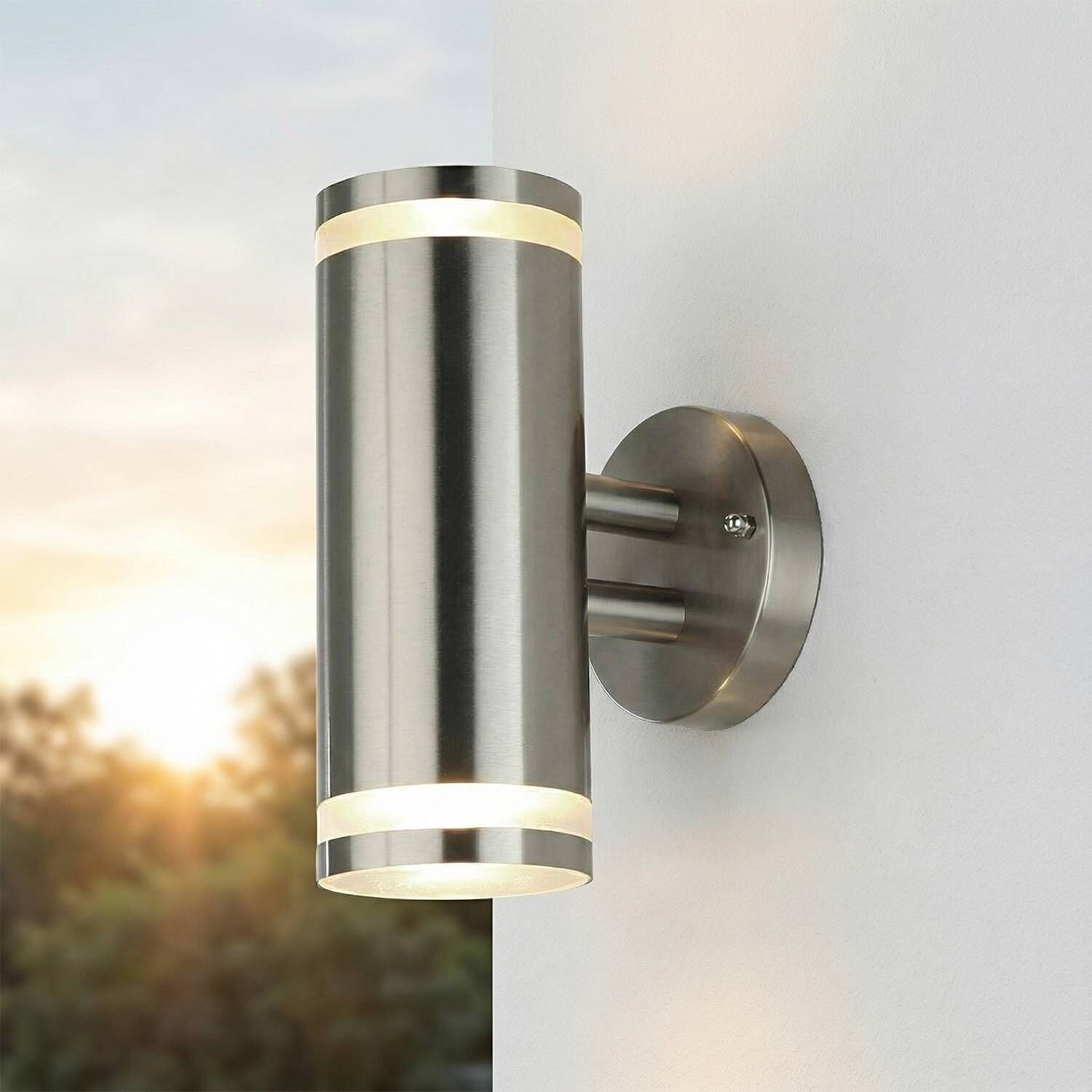 Wandleuchte, Außenwandlicht, Stahl, Led-Beleuchtung, zylindrisch