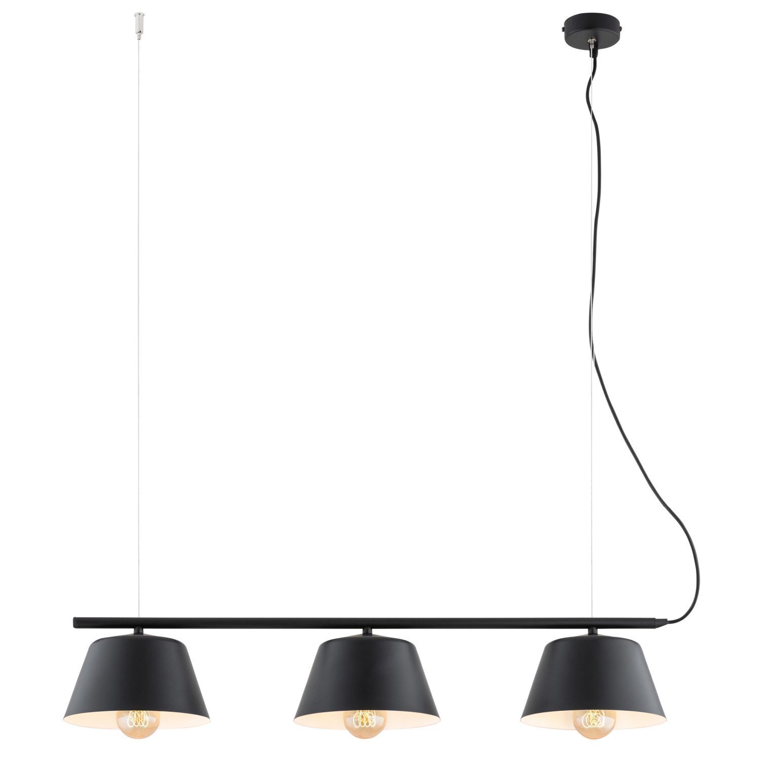 Hängelampe Metall B: 82 cm Modern Schwarz Weiß E27 3-flammig