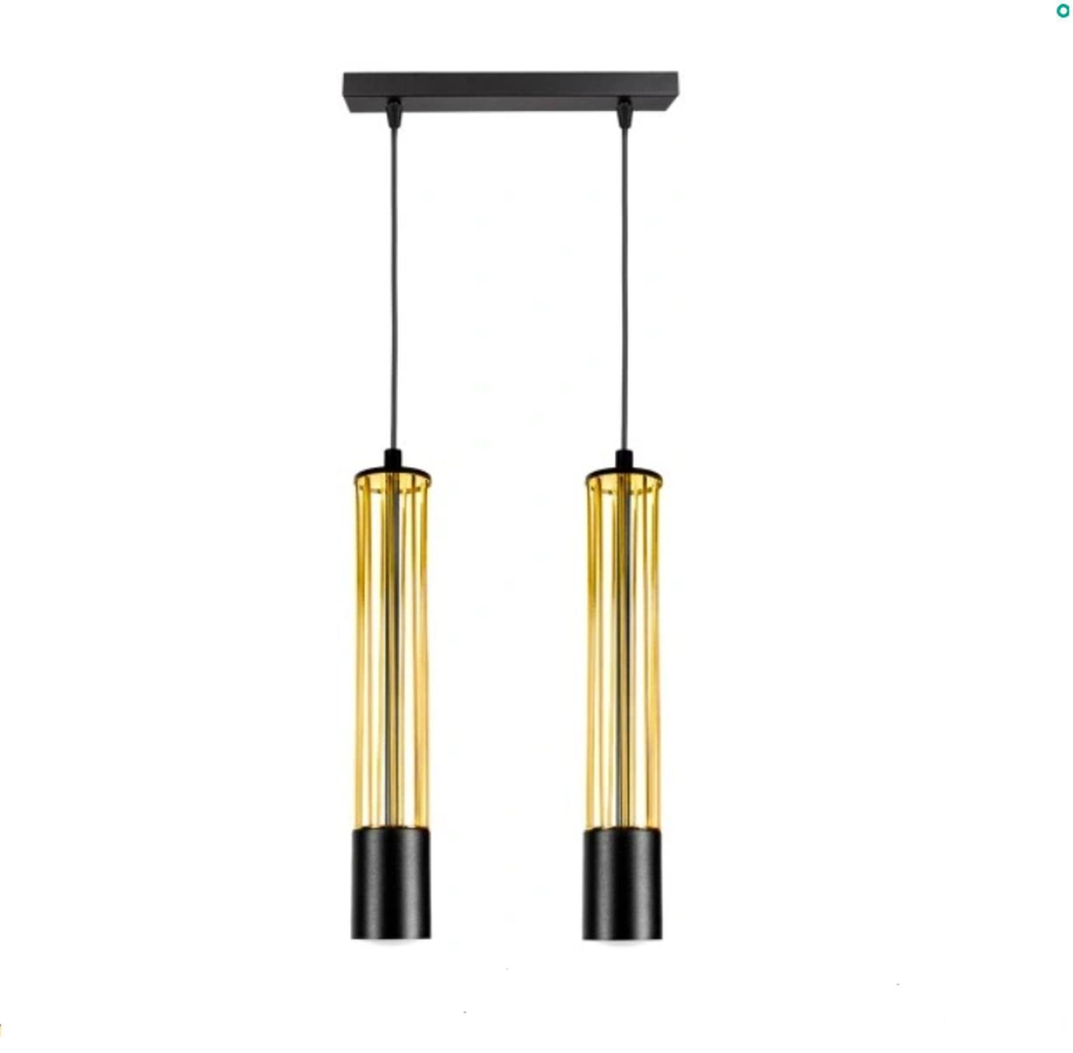 Hängelampe Metall GU10 35 cm lang Schwarz Gold stilvoll