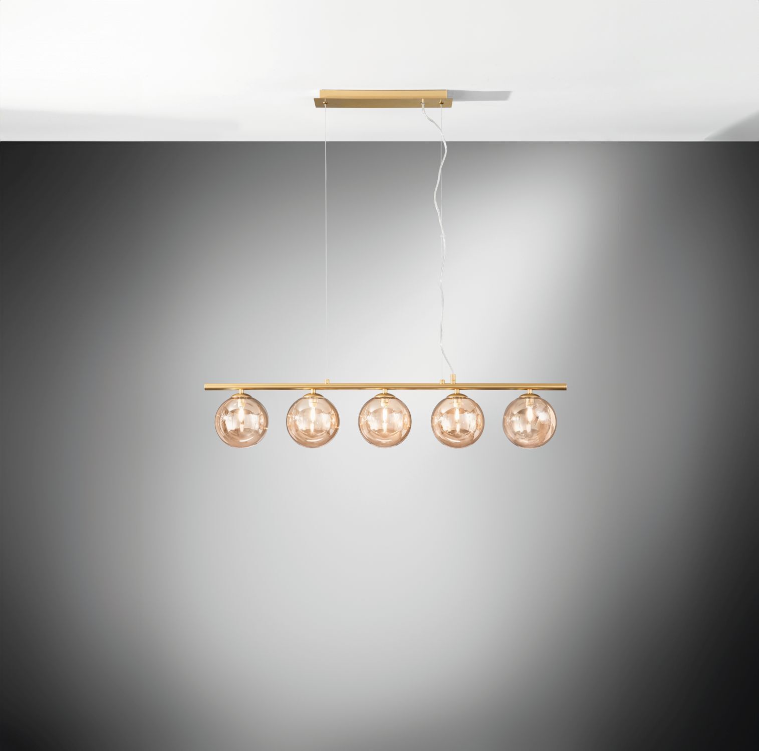 Pendelleuchte in Messing Champagner G9 L:100 cm 5-flmg