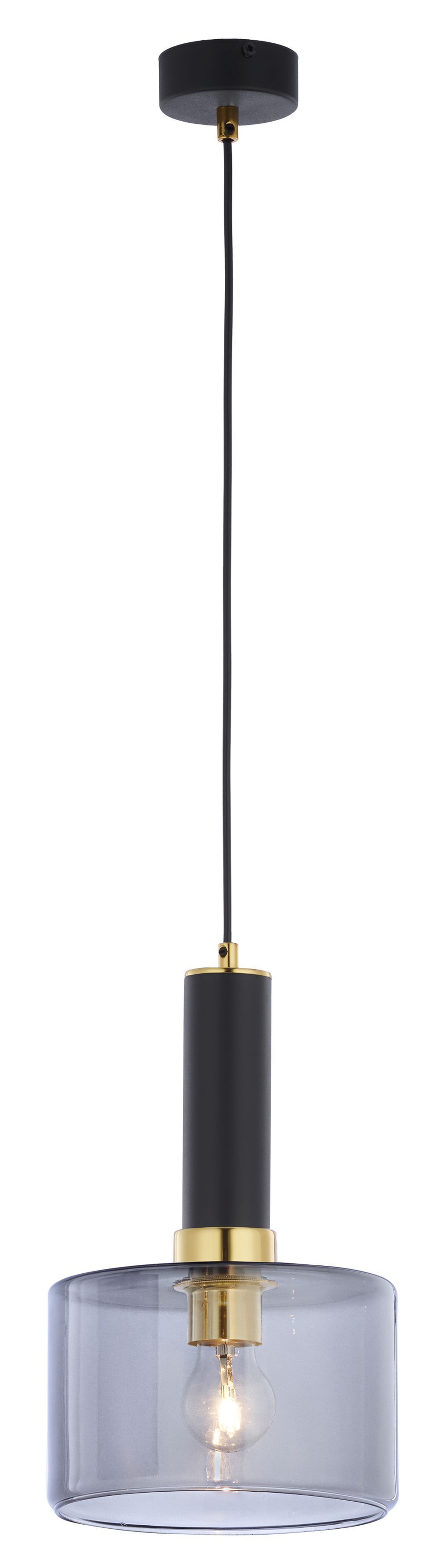 Schwarze Pendelleuchte Glas Metall E27 Ø20cm rund