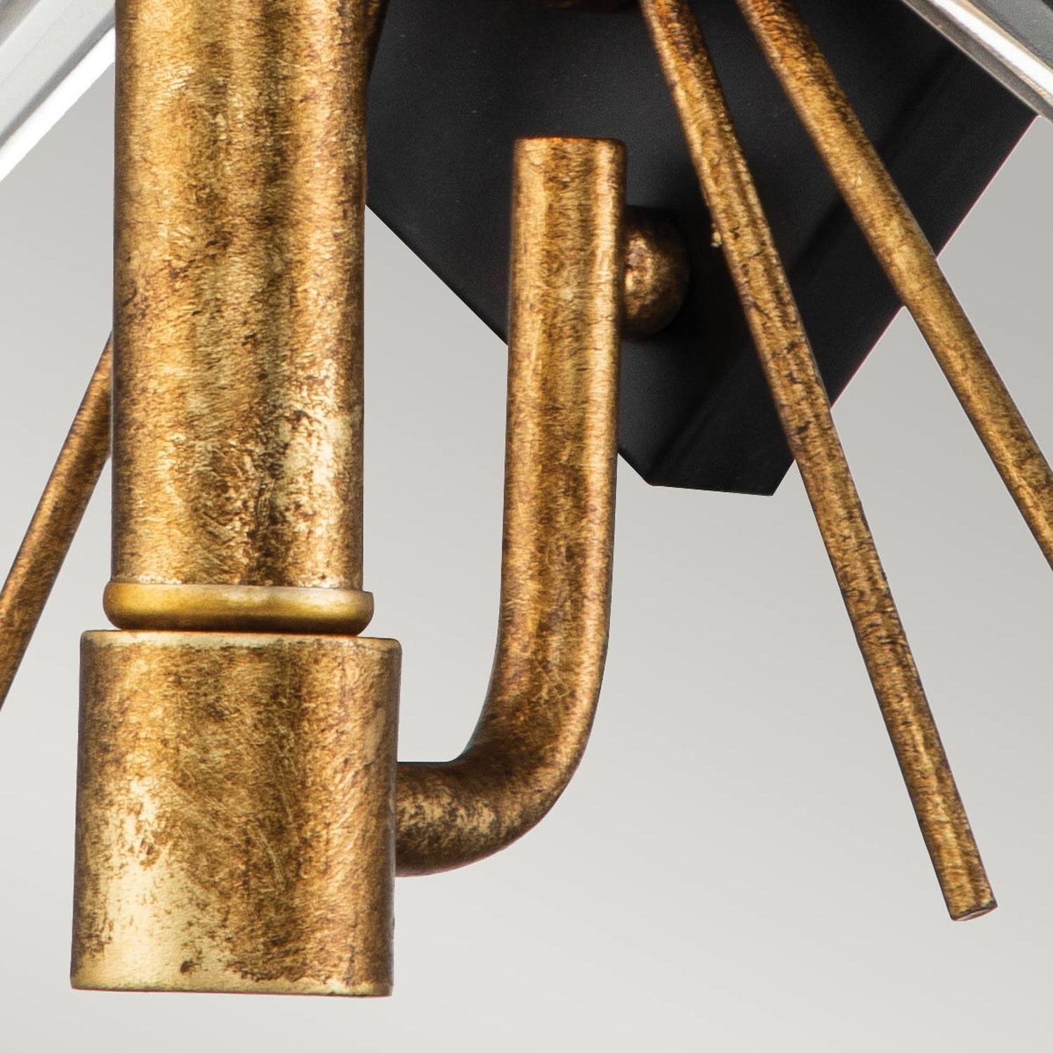 Wandleuchte Kristall Metall E14 B: 31,8 cm in Gold Schwarz