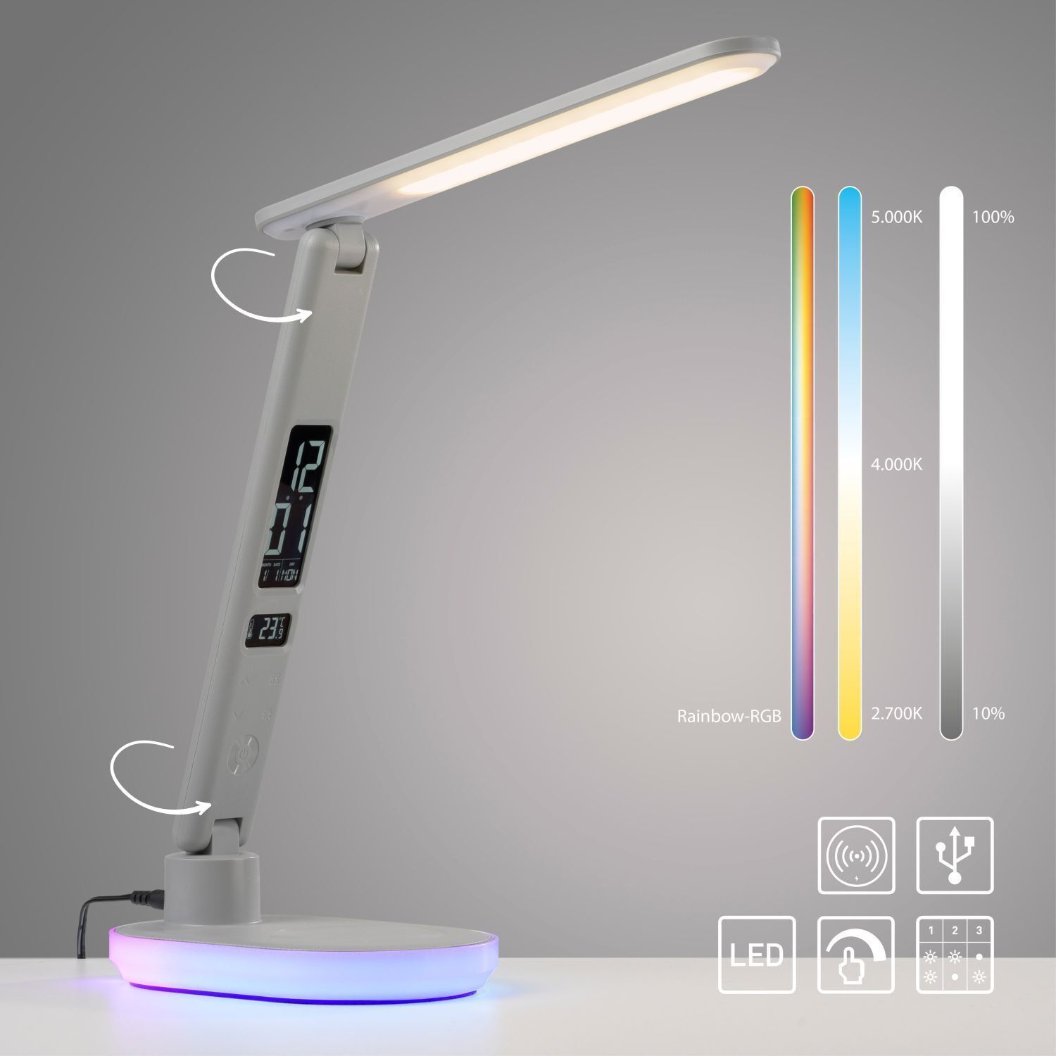 LED SchreibTischlampe Display Dimmer Ladefunktion 54 cm Lampe, Tischlampe, Beleuchtung