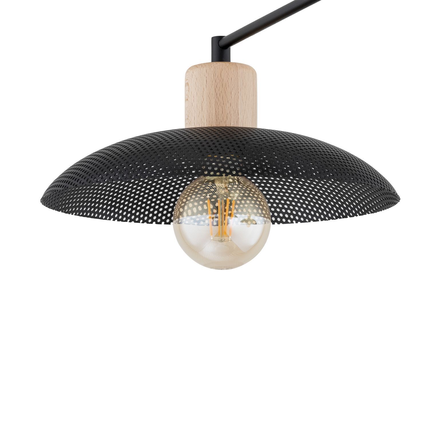 Deckenlampe Schwarz Holzoptik 100 cm lang Metall E27 4-flammig