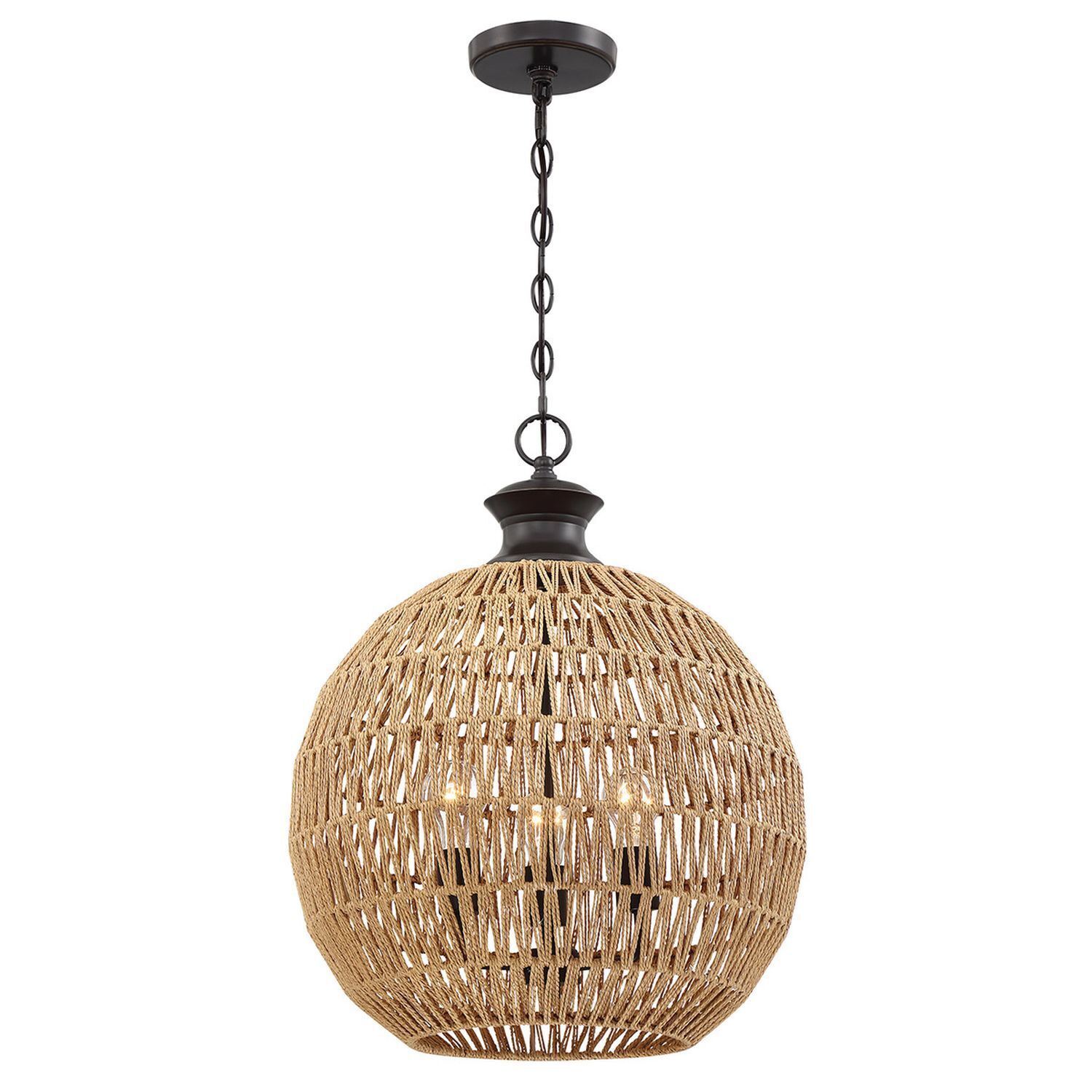 Hängeleuchte rund Ø 46,5 cm H: max. 251,4 cm Seil Schirm