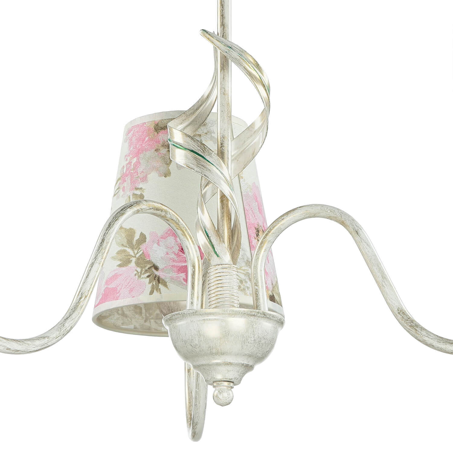 Lampe Stoff 3-flmg Landhaus Esstisch geblümt