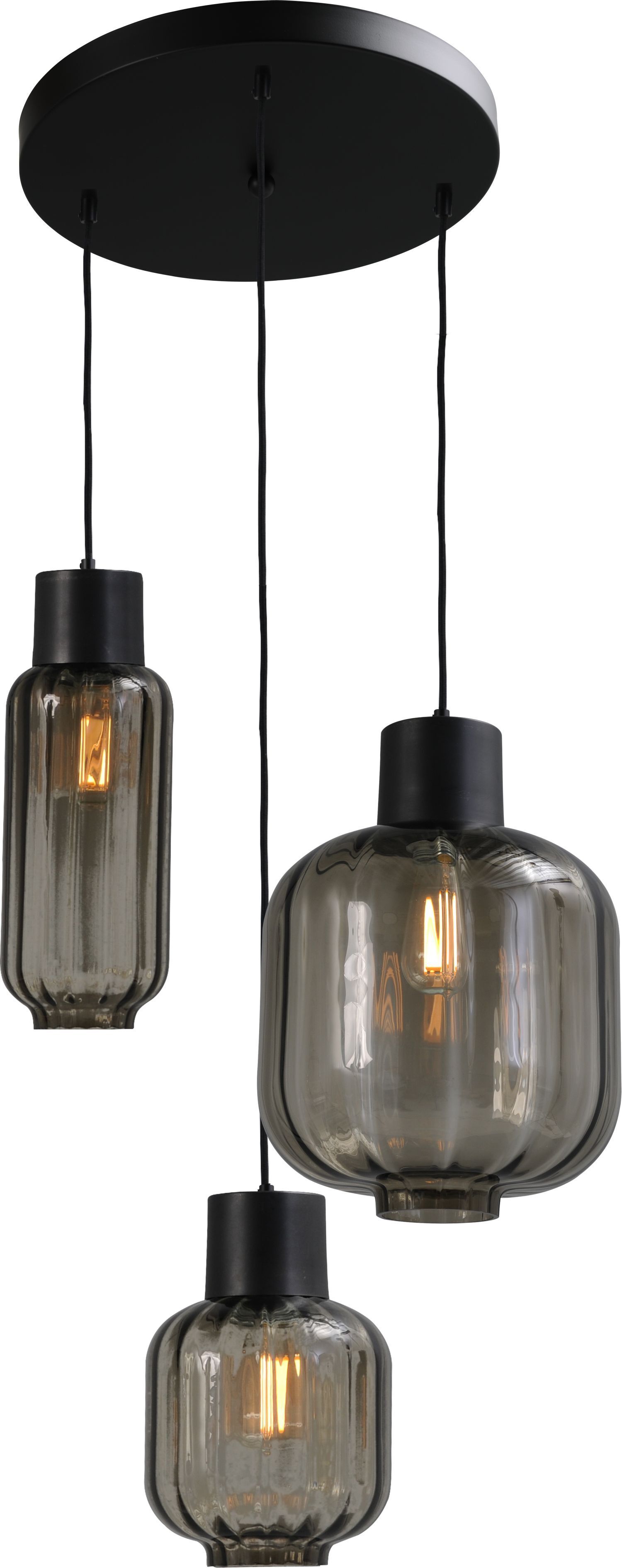 Hängelampe Schwarz Glas Metall verstellbar E27 Esstisch