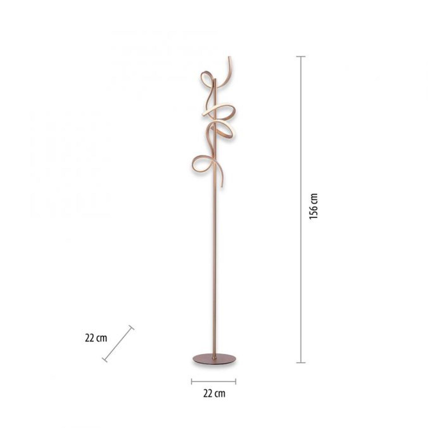 Dimmbare LED Stehleuchte 11 W 156 cm in Messing matt Dimmbare LED Stehleuchte 11 W 156 cm in Messing matt