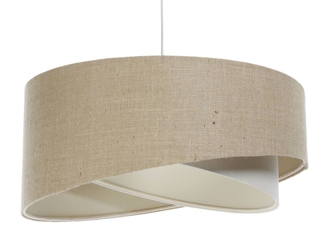 Hängeleuchte Stoff Natur Creme E27 rund D: 60 cm Boho Lampe