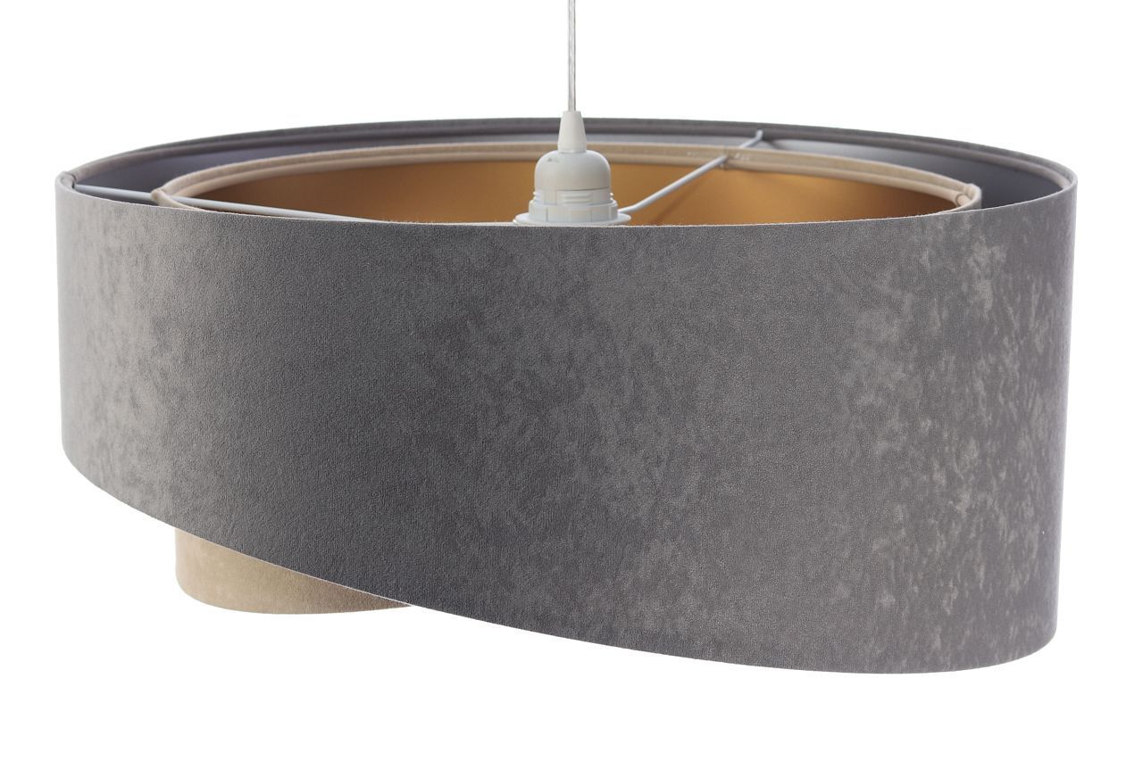 Pendelleuchte rund Ø 50 cm Grau Silber Beige Gold E27 Stoff