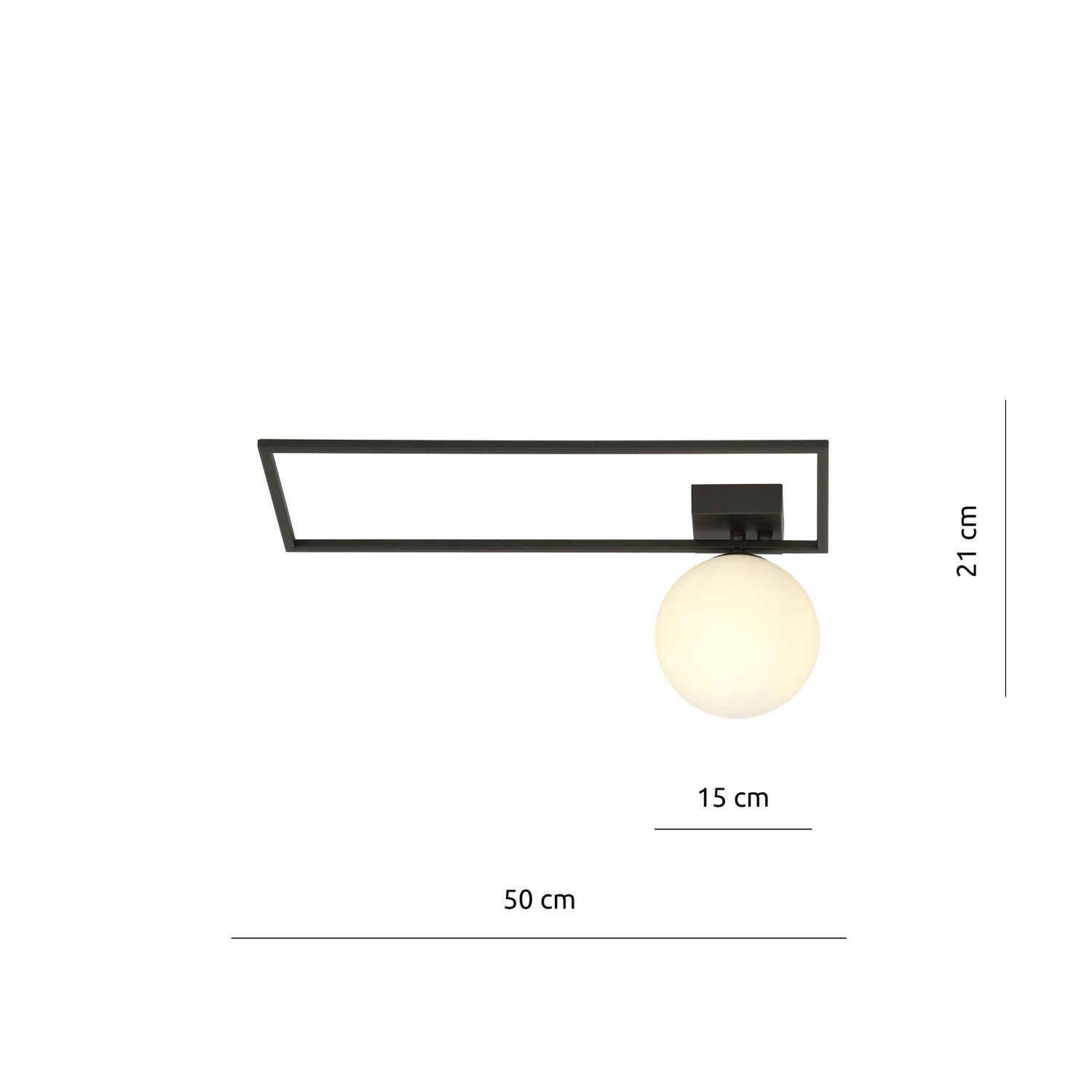 Deckenleuchte Glas Metall L: 50 cm Schwarz Weiß E14 Modern