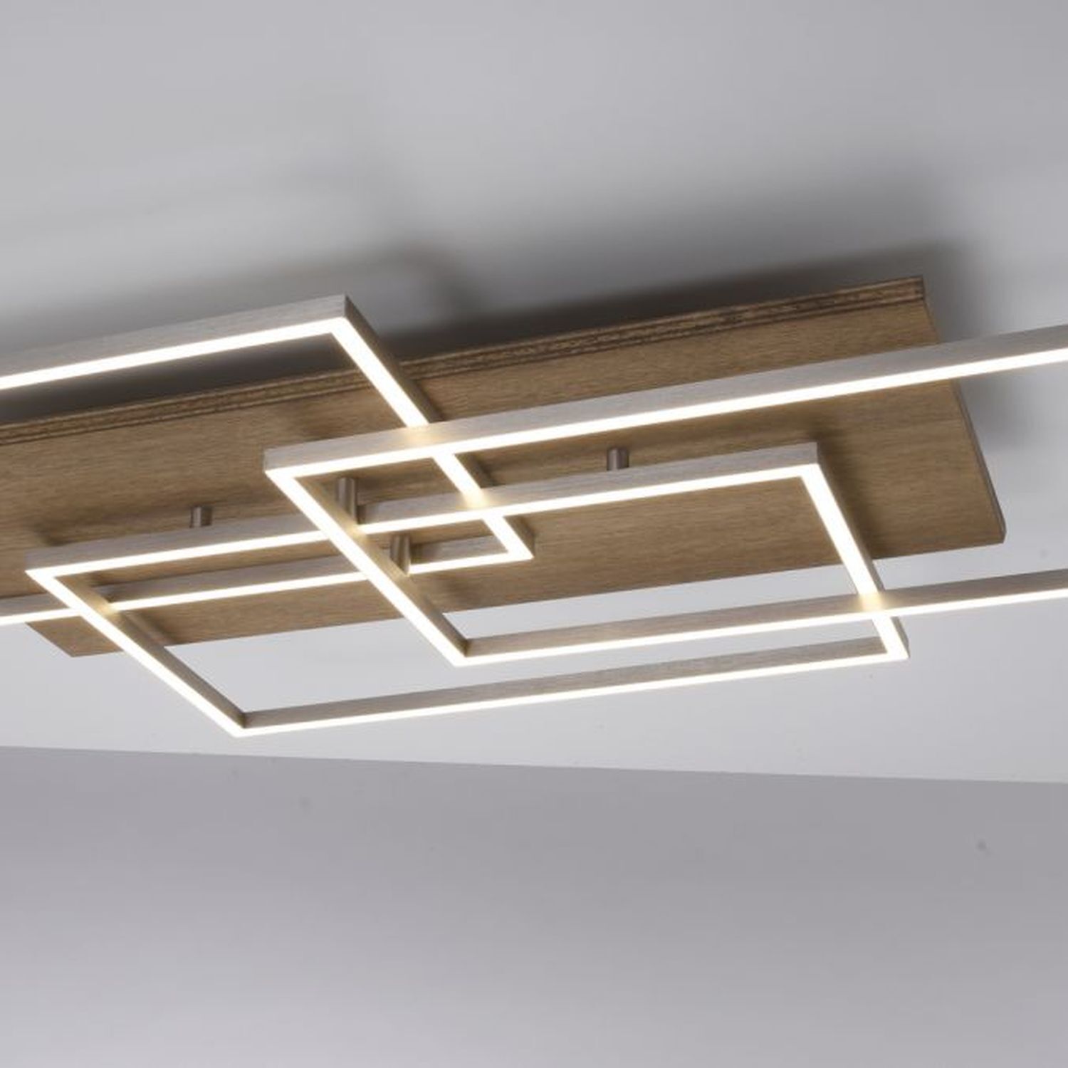 Gemütliche LED Deckenlampe Holz L:82 cm 4320 lm dimmbar Deckenleuchte