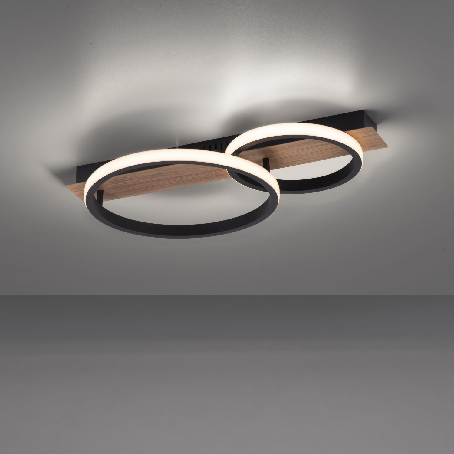 LED Deckenlampe Holz Metall Natur Schwarz 53 cm 3200 lm