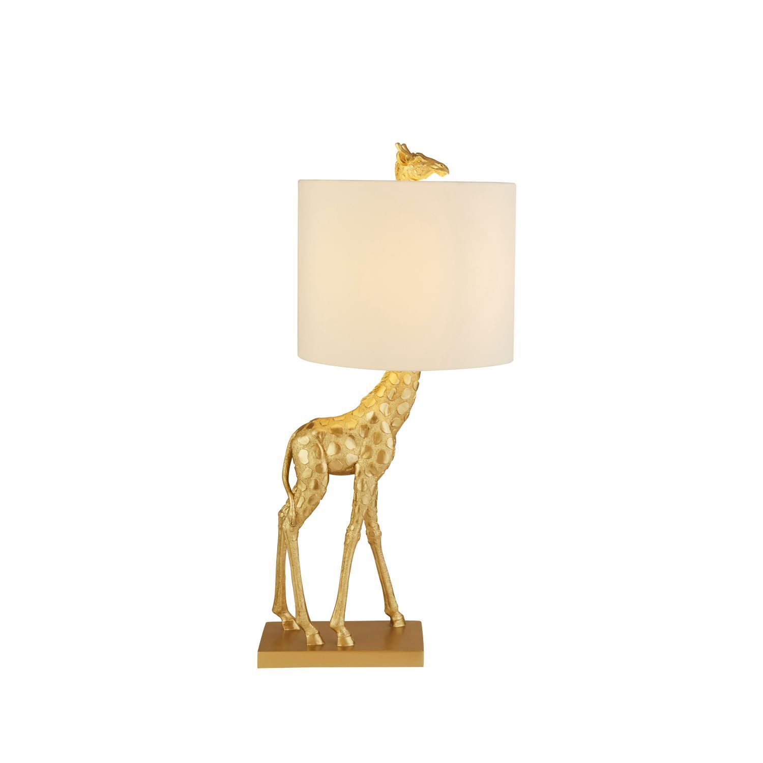 Tischleuchte Gold Creme 60 cm E27 Giraffe Metall Stoff