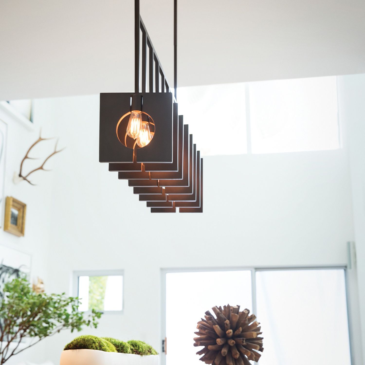 Hängelampe Metall E27 H: max. 142,9 cm länglich Modern