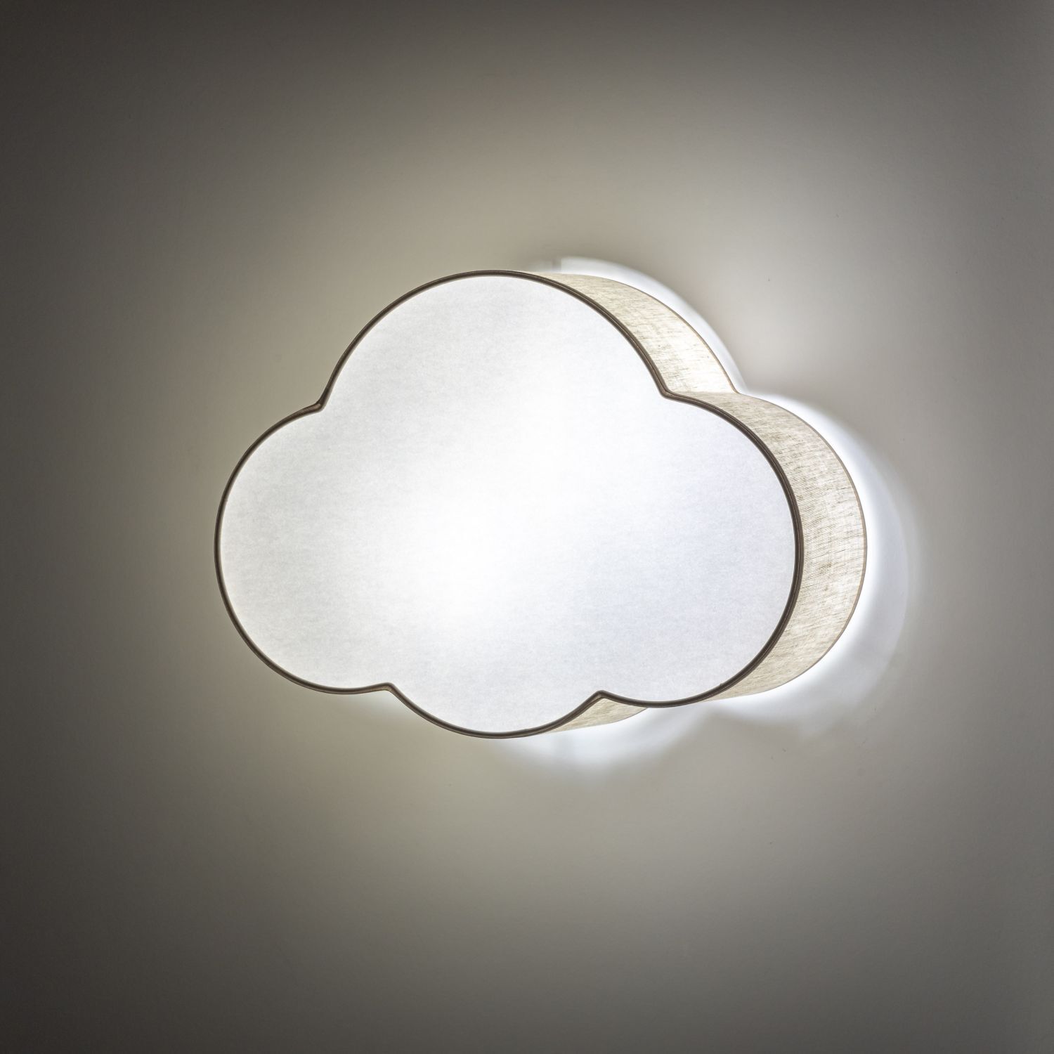 Kinderzimmer Wolkenlampe Beige Weiß Leinen B: 43 cm 2x E27 Deckenleuchte