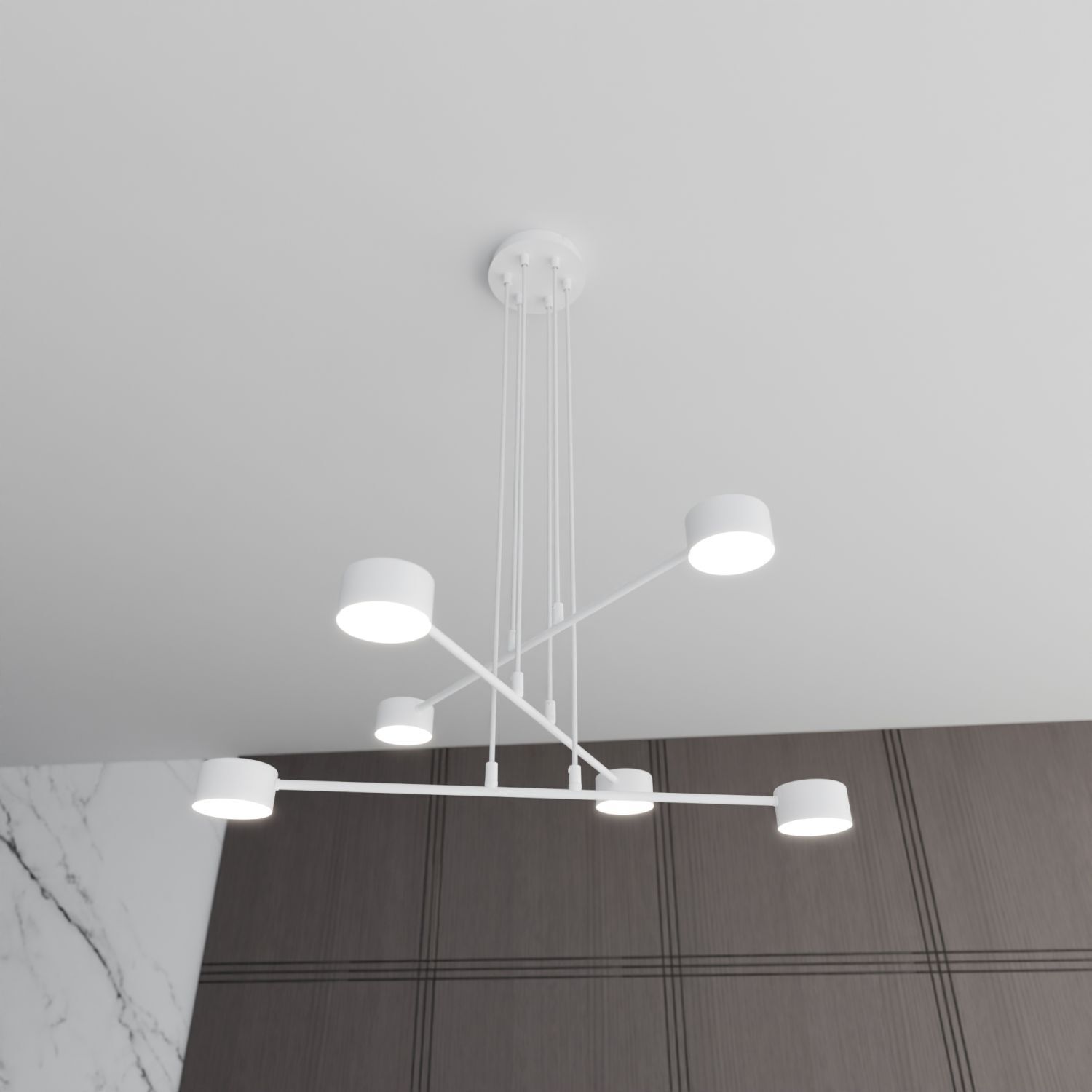 Pendelleuchte Metall Weiß B: 70 cm H: max. 100 cm verstellbar