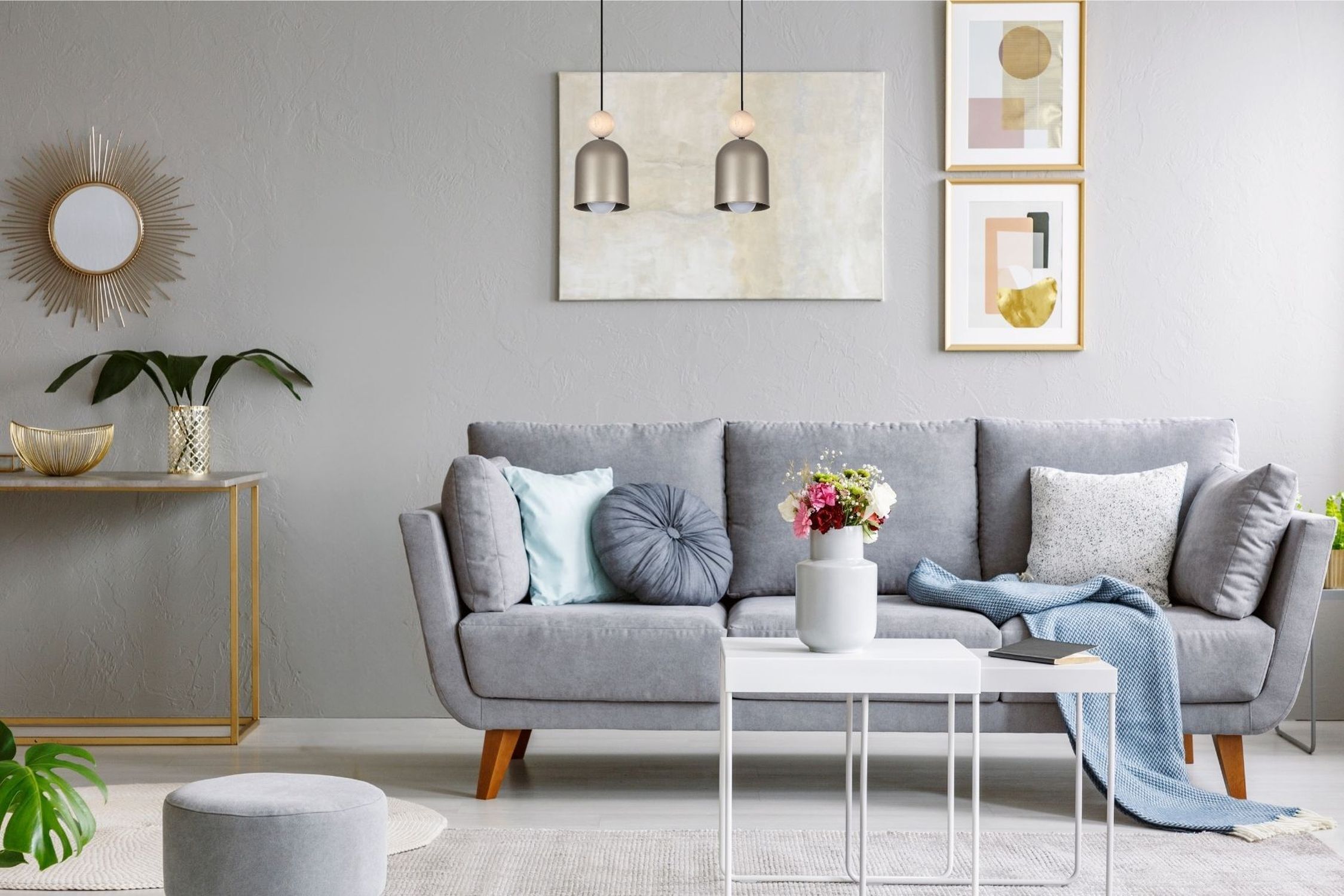 Gemütliche Hängelampe Champagner Metall Holz E27 46 cm Dekoration für Zuhause, Kissen, Couch, Wohnzimmer, Tabelle