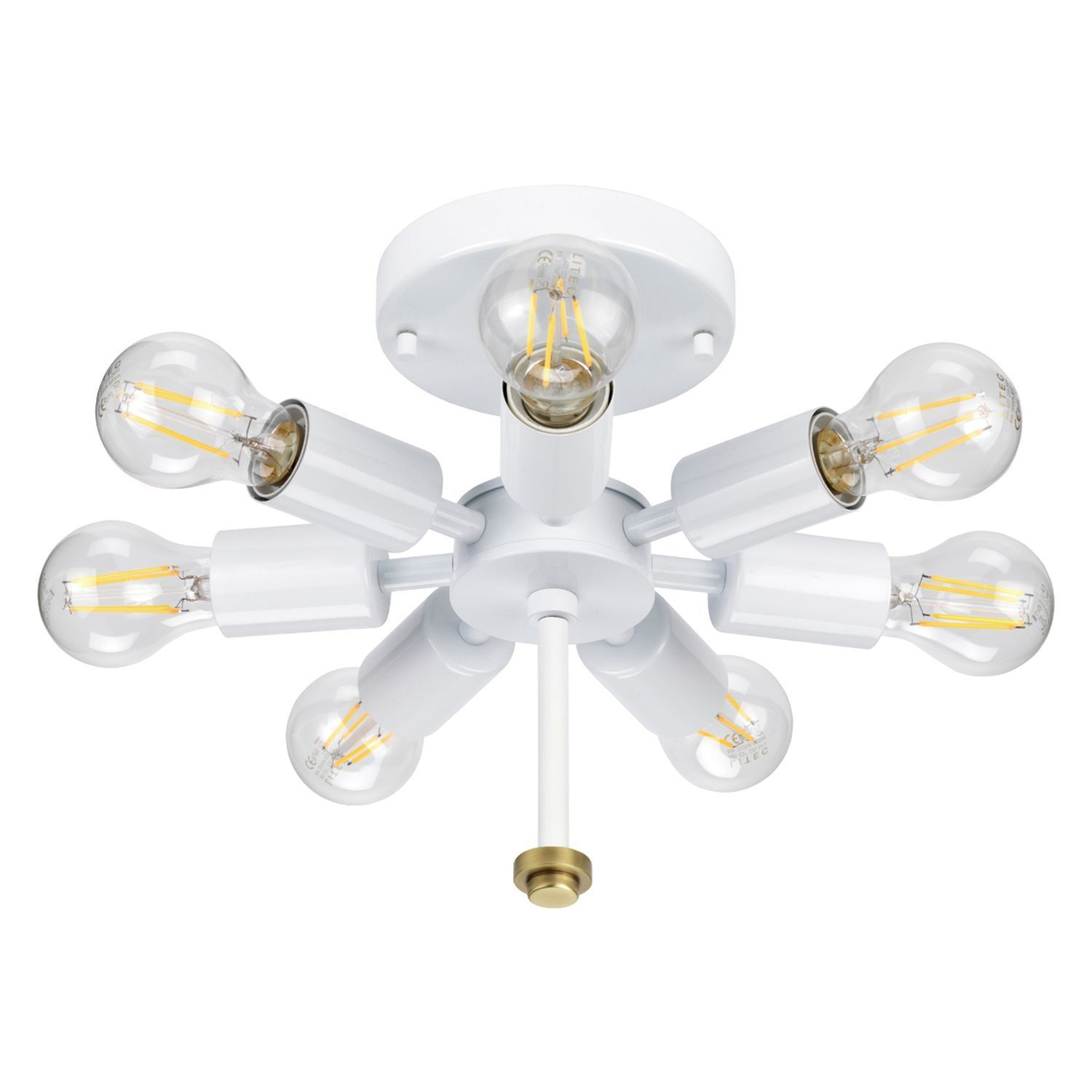 Deckenlampe Stoff groß rund Ø76cm in Creme Messing