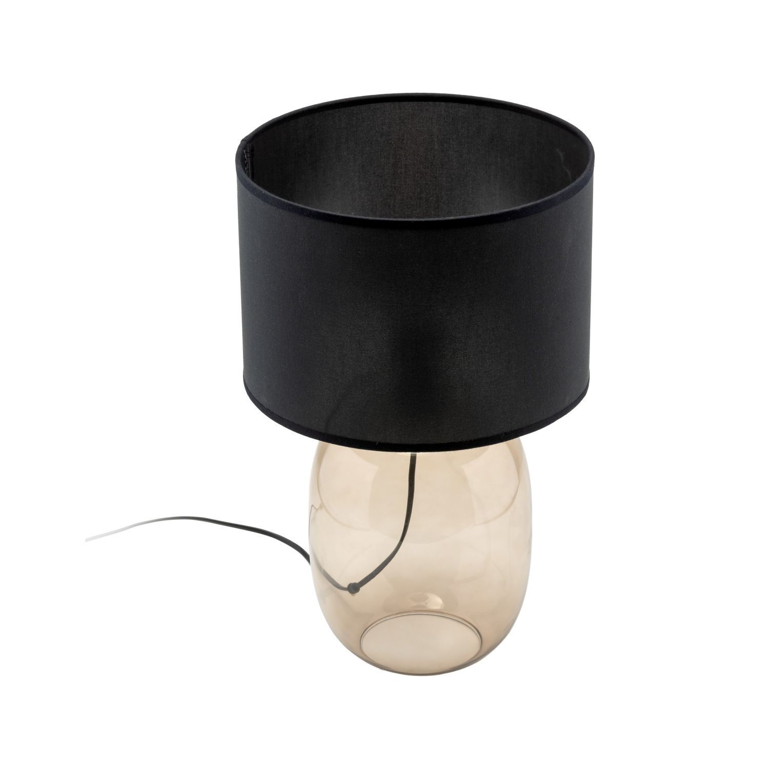 Tischlampe Rauchglas Stoff E27 48 cm Ø 30 cm KYLE